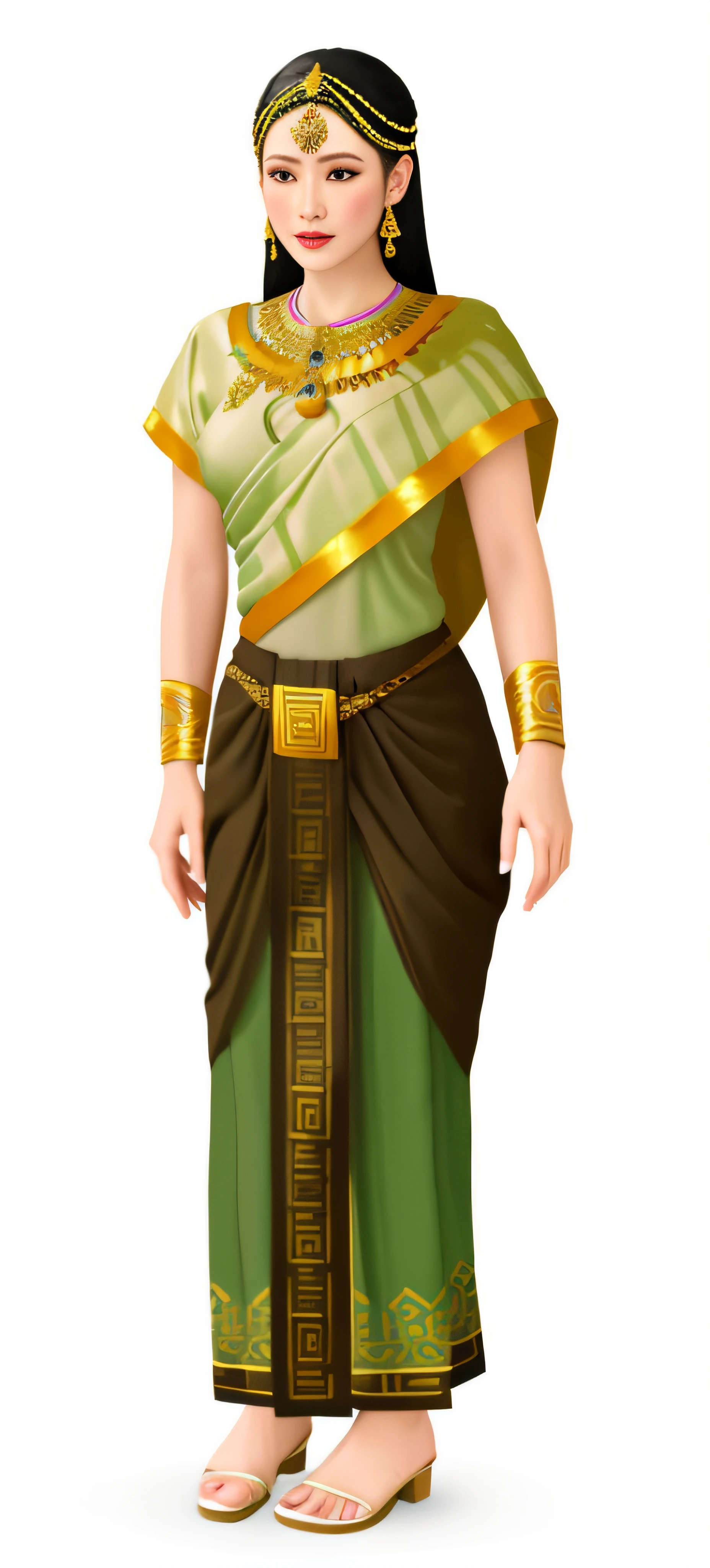 8K Ultra HD, highly detailed, super realistic, painting of old thai woman in a traditional thai costume, sukhothai costume, ancient libu princess, ancient asian dynasty princess, very detailed and rich clothing, costume desig, wearing an ornate outfit, wearing sari, wearing ornate clothing, wearing an elegant tribal outfit, wearing a sari, dressed in a sari, elegant ancient greek dress, she is dressed in shaman clothes