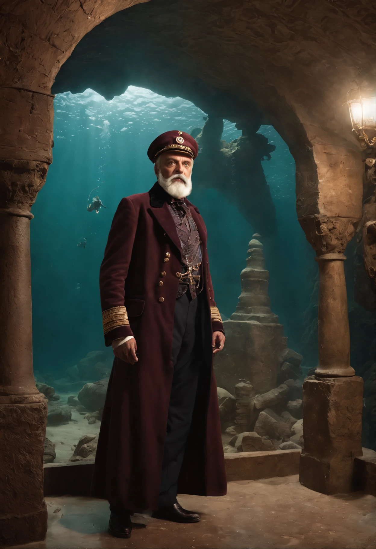 (Captain Nemo's diary illustrations:1.5), (subterranean adventure:1.3), (ancient ruins:1.2), (mysterious underground creatures:1.2), (vintage:1.4), (highly detailed:1.0), 8K, RAW photos, (masterpiece:0.2), ultra-detailed, (sense of wonder:0.8)