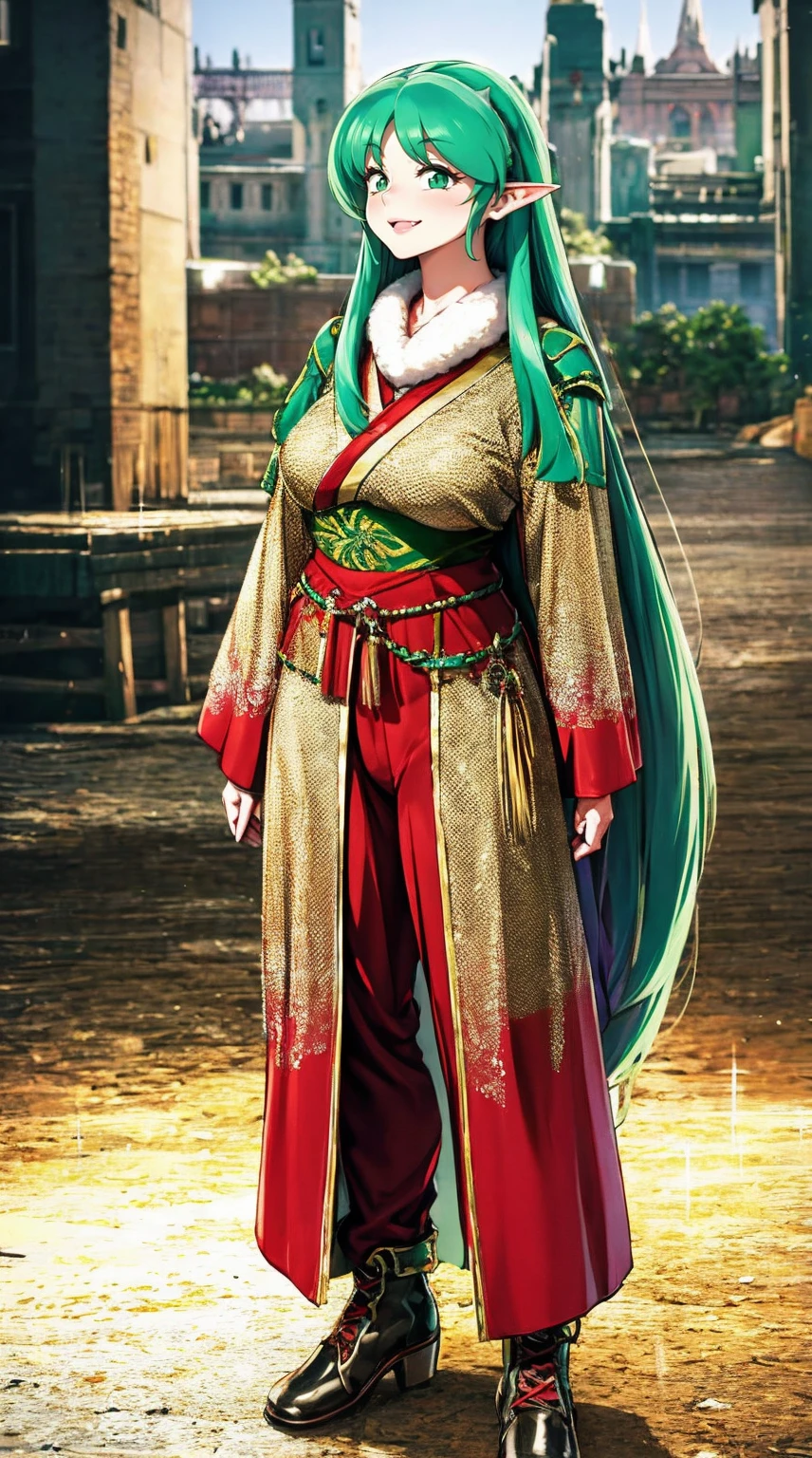 masterpiece, best quality,, corset, breastplate,lum, , urusei yatsura, cloak, pants, pullover kimono,martial pov,, pantyhose, sharpteeth, standing,smile, matial art,, full body, boots , pant, medium breast, pants, pullover,martial pov,god rays, ray tracing, sparkle, cinematic lighting, UHD, retina, masterpiece, ccurate, anatomically correct, textured skin, super detail, high details, high quality, award winning, best quality, highres, 1080P, HD, 4K, thunder aura, light aura, sharpteeth,, super powers, full body, standing, kimono,woman-medieval-clothes, fangs, smile, green hair,, teeth, t, long hair