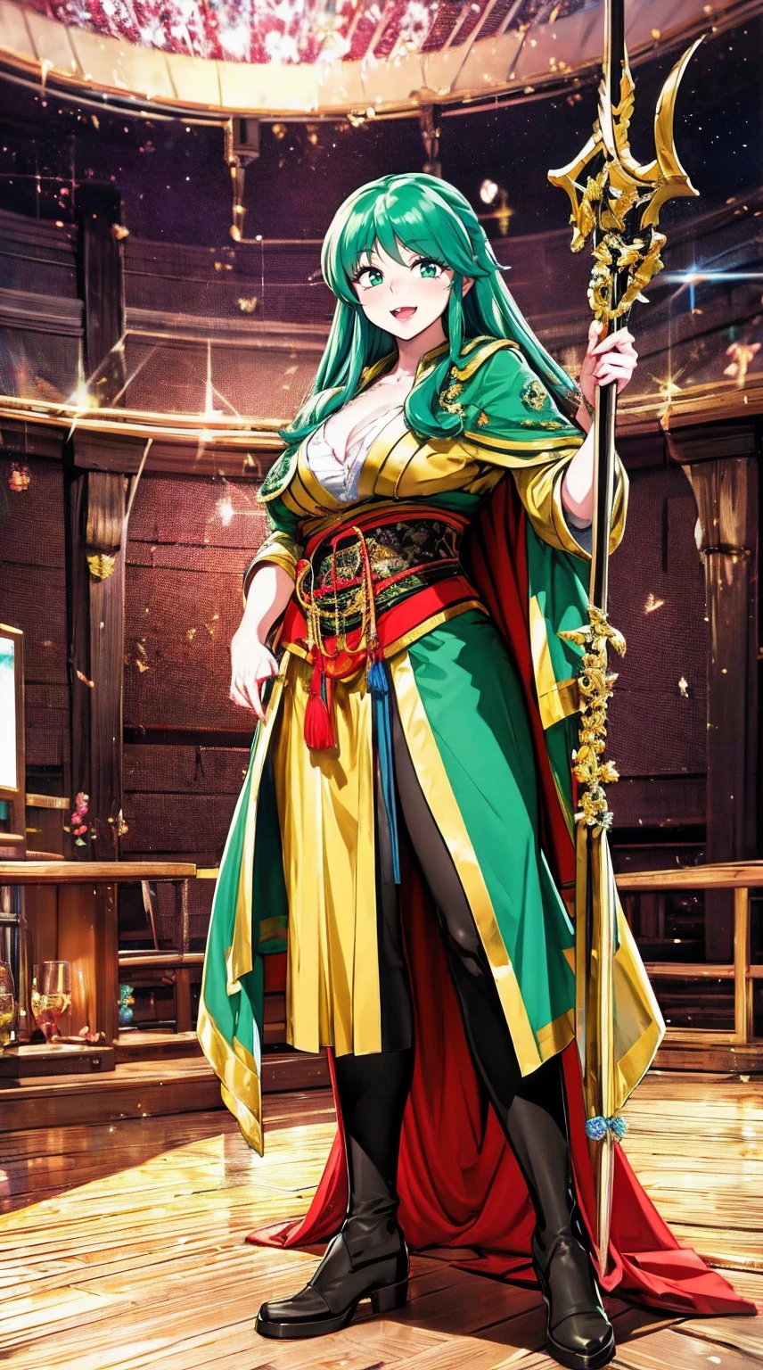masterpiece, best quality,, corset, breastplate,lum, , urusei yatsura, cloak, pants, pullover kimono,martial pov,, pantyhose, sharpteeth, standing,smile, matial art,, full body, boots , pant, medium breast, pants, pullover,martial pov,god rays, ray tracing, sparkle, cinematic lighting, UHD, retina, masterpiece, ccurate, anatomically correct, textured skin, super detail, high details, high quality, award winning, best quality, highres, 1080P, HD, 4K, thunder aura, light aura, sharpteeth,, super powers, full body, standing, kimono,woman-medieval-clothes, fangs, smile, green hair,, teeth, t, long hair