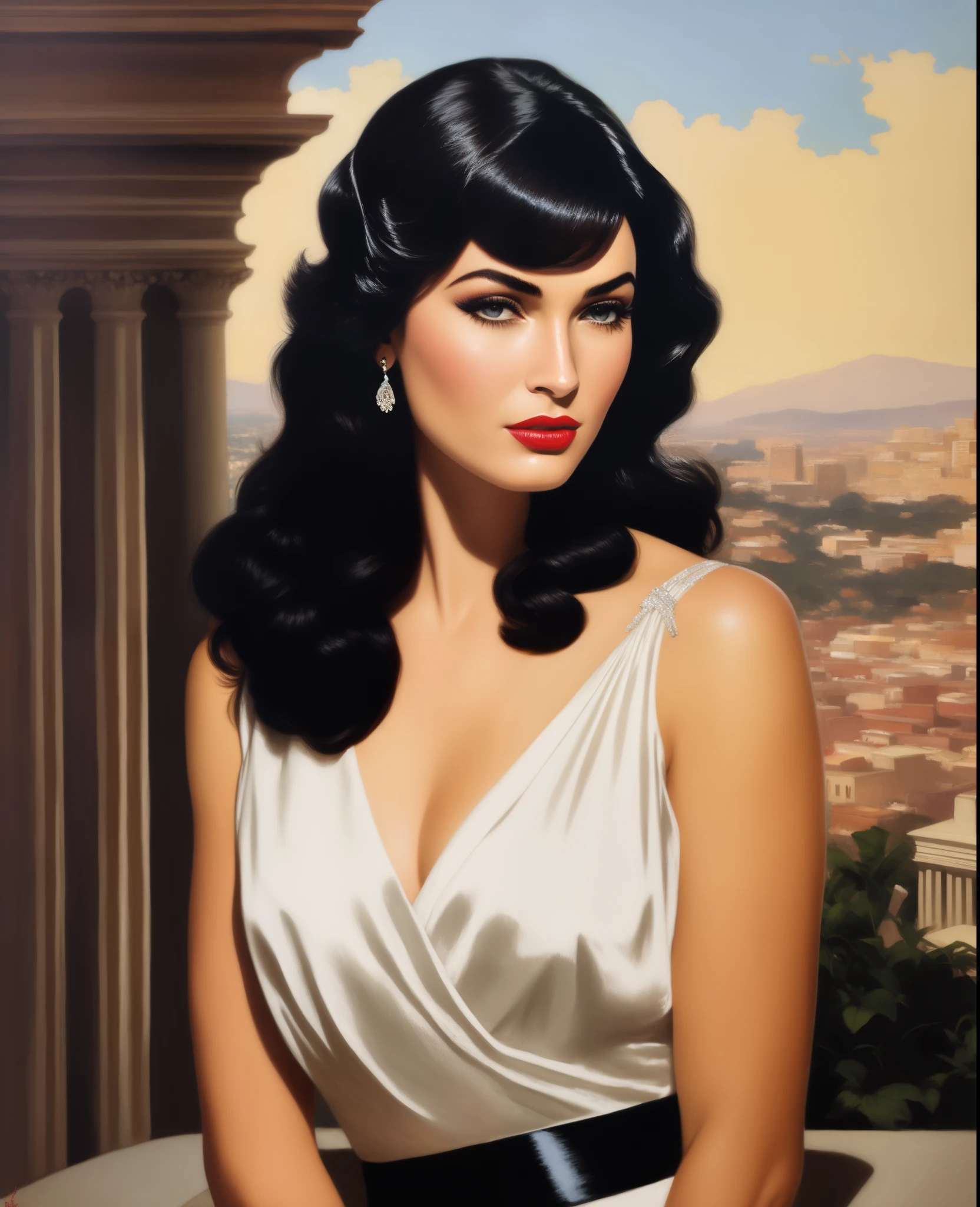 a grainy cover of a book called 'La Desaparecida' (Filmotype Quarry fonts) with a sultry dark-haired woman in a baby blue dress, a portrait by Robert Peak, cg society contest winner, new objectivity, 1 9 5 0 s thriller, dark vintage paperback cover, pulp scifi book cover art, glen orbik, Famous Mexican Actress Selma Hayek in a horror novel, 5 0 s pulp illustration,