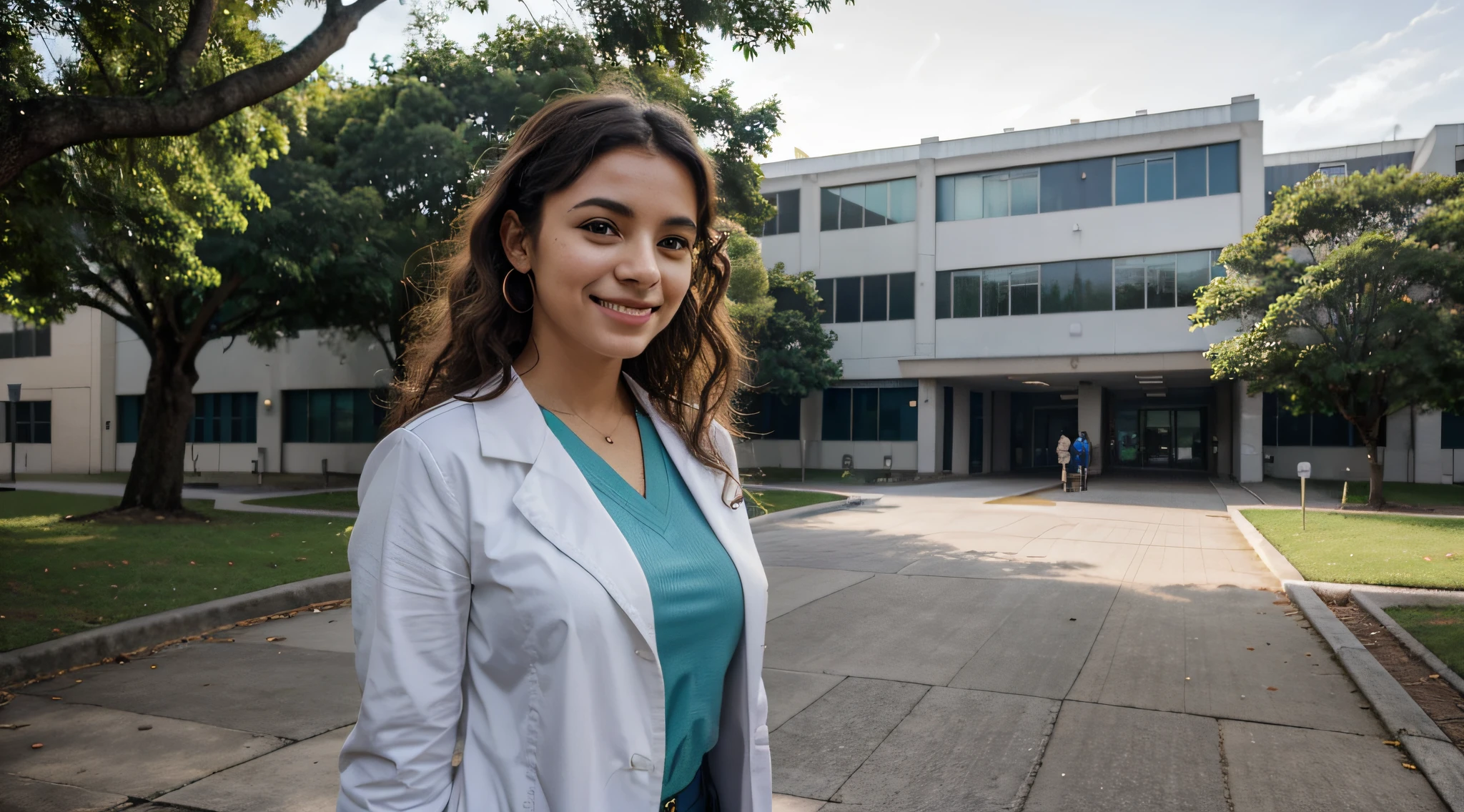 Imagine um estudante de medicina brasileiro caminhando pelo campus moderno e imaculado da faculdade de medicina da universidade. She is dressed in medical uniform and a white coat, a loira dela, curly hair adding a touch of vibrancy to the scene. Um sorriso confiante ilumina seu rosto enquanto ela se move graciosamente pelo campus.
The surroundings are immaculate, emanating an air of order and organization befitting a prestigious medical institution. O sol brilha, casting a warm, inviting glow over the scene. o aluno, vestindo uma blusa branca por baixo do casaco branco, exudes optimism and professionalism in this academic environment.
I hope this revised description better aligns with the desired images!