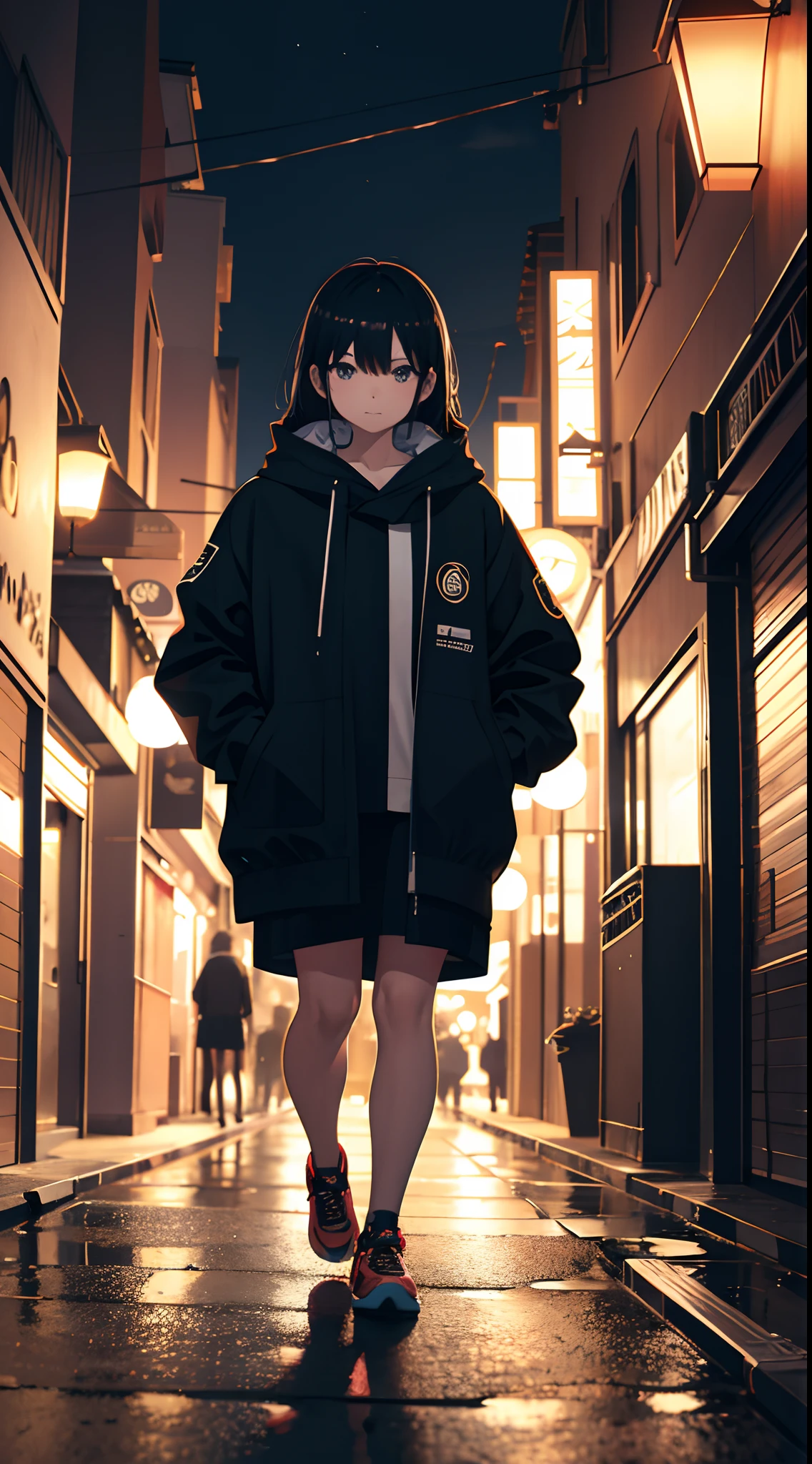 a person walking at night, 8k