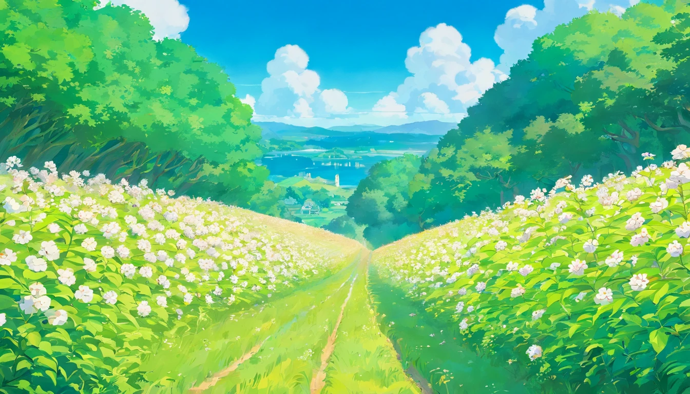 best quality,highres,ultra-detailed,HDR,studio lighting,beautiful shots,cotton field,drone shots,vivid colors,fine details,soft texture,natural landscape,blue sky,puffy white clouds,lush green plants,sunlight filtering through the leaves,fresh air,peaceful ambiance,serene atmosphere,harmonious composition,creating an immersive visual experience, no human.