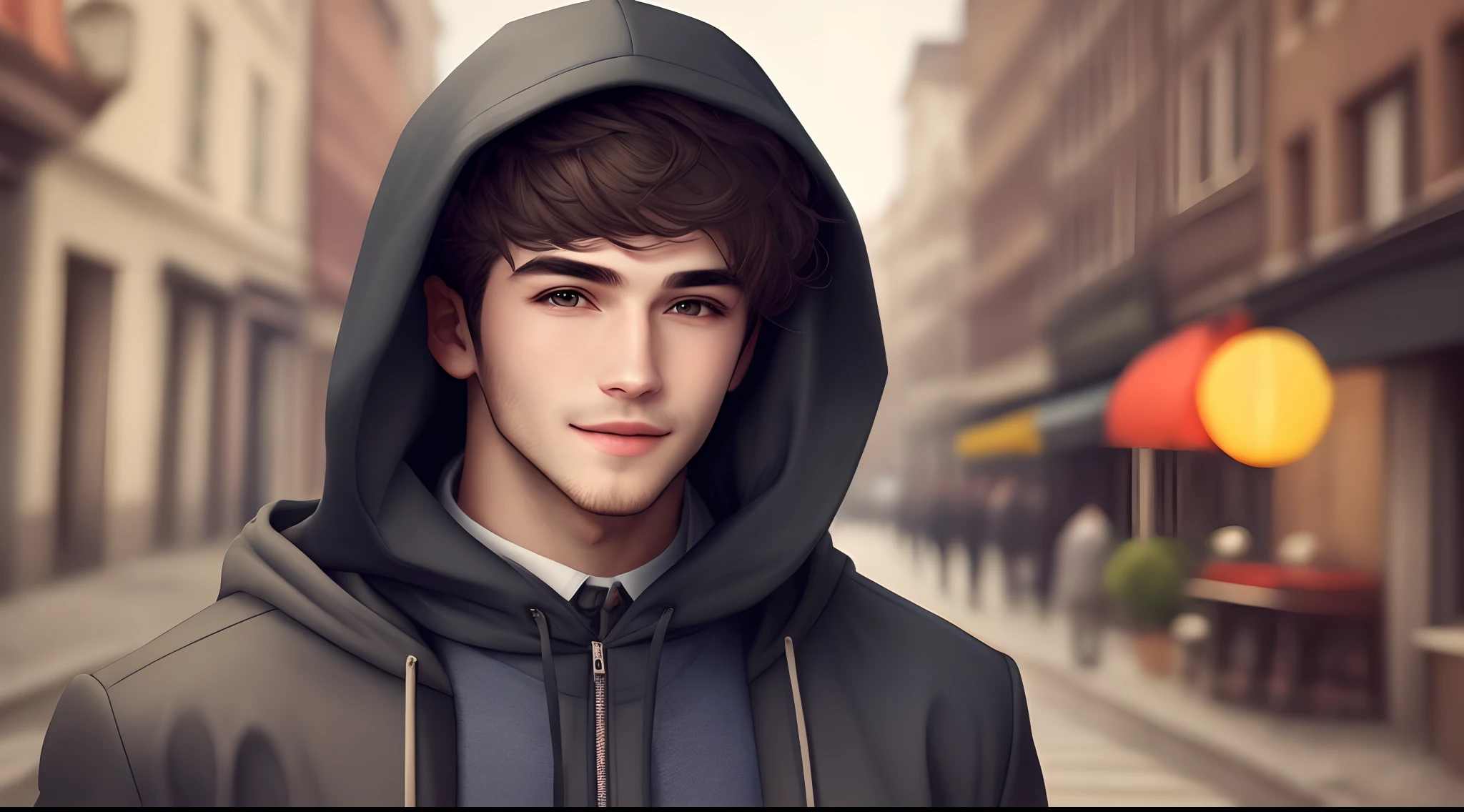 cute man wearing a hood