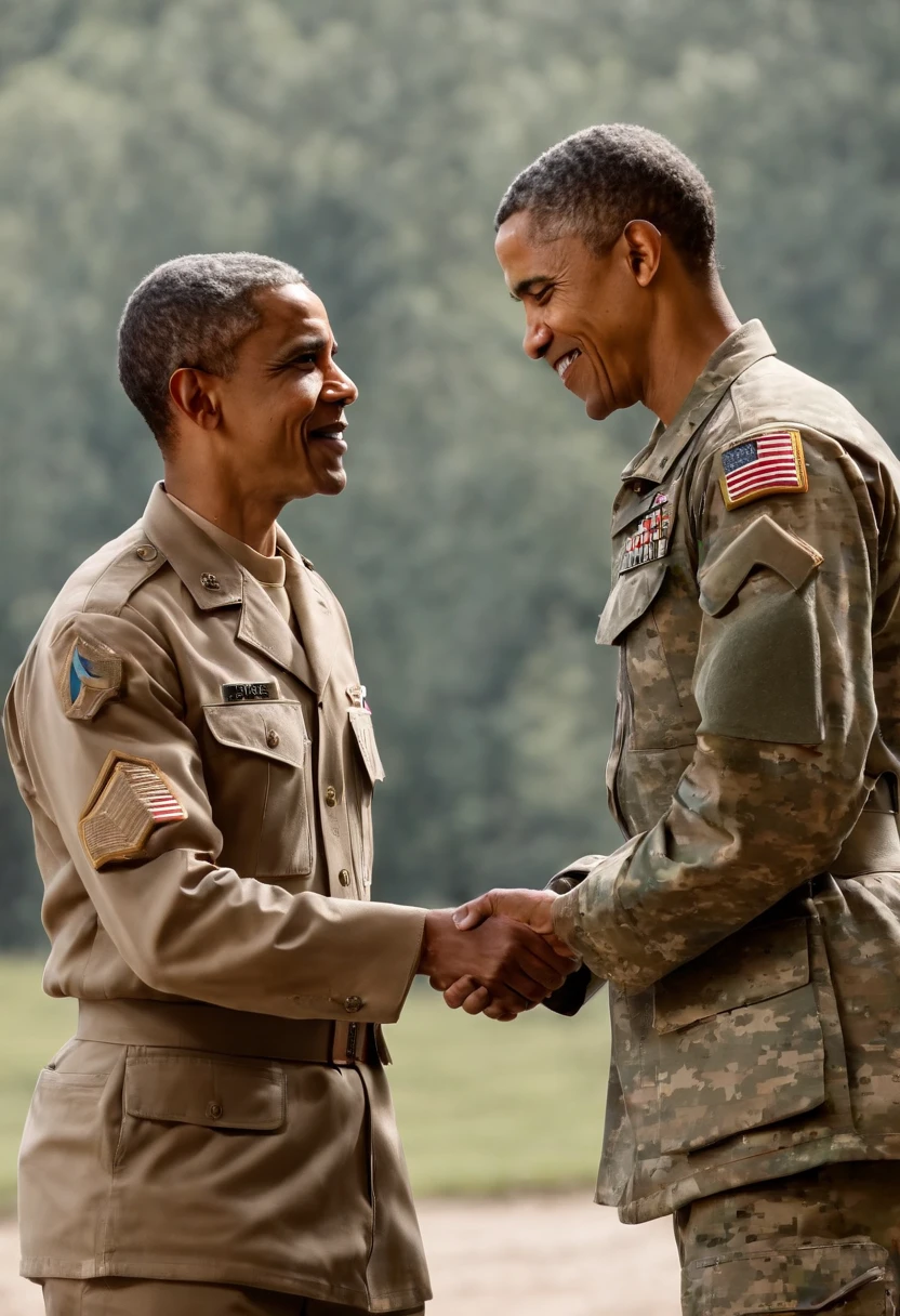Barack Obama, shaking hands with soldier, (soldier is white:1.2),original,Barack Obama