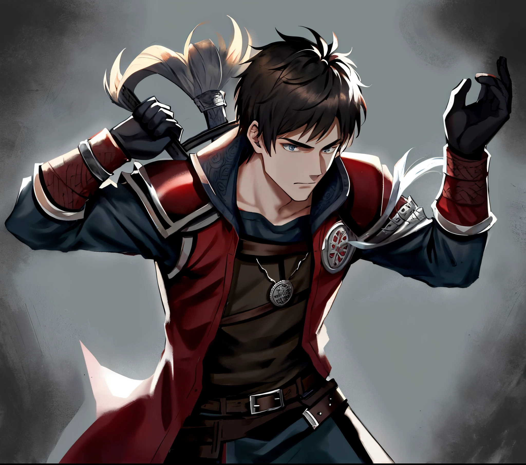 Viking teen hero male with dark hair