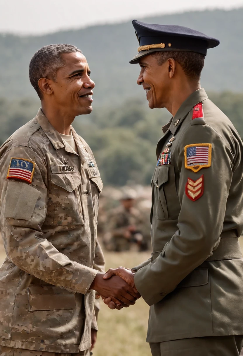 Barack Obama, (shaking hands with soldier), two people,original,Barack Obama