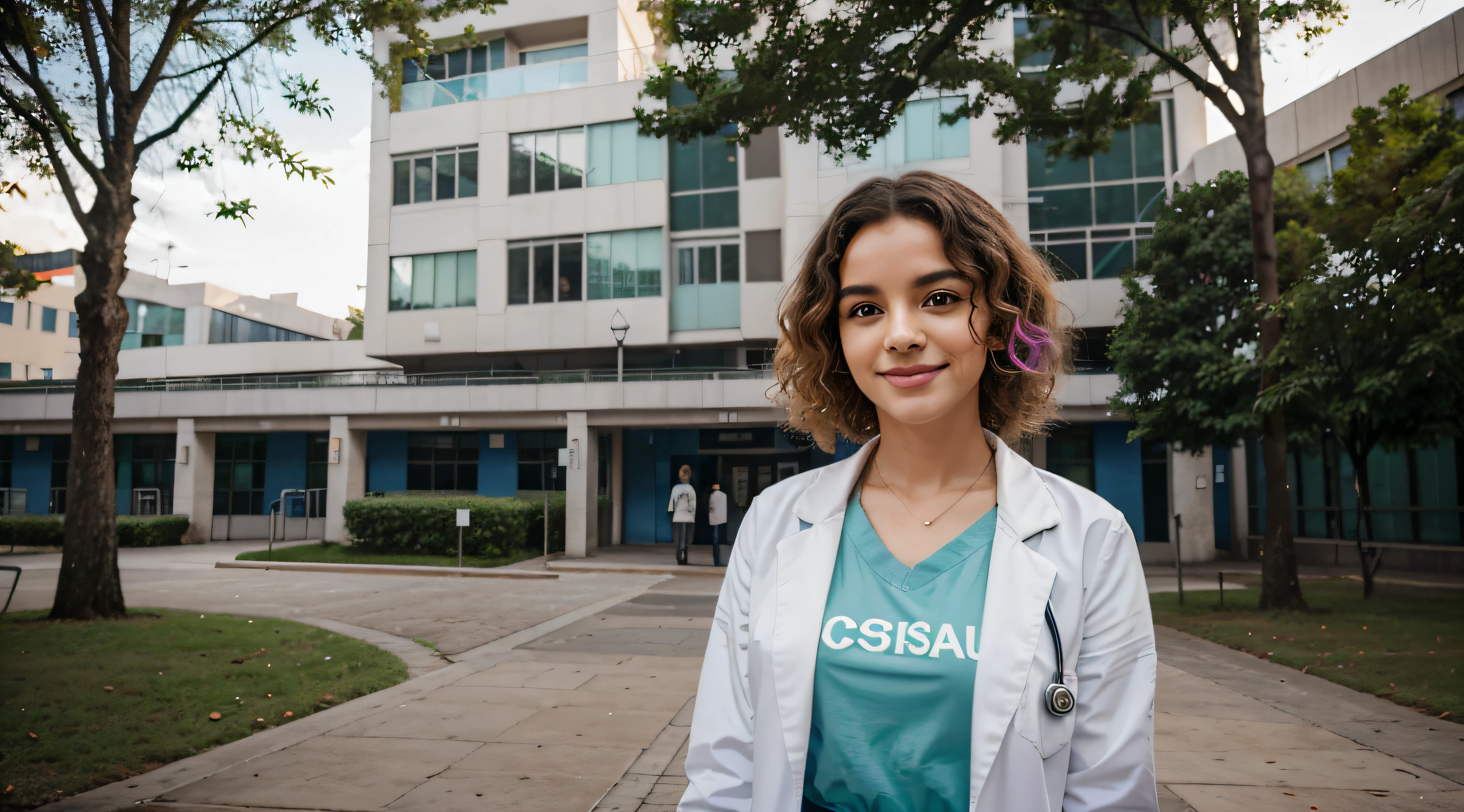 Imagine um estudante de medicina brasileiro caminhando pelo campus moderno e imaculado da faculdade de medicina da universidade. She is dressed in medical uniform and a white coat, a loira dela, curly hair adding a touch of vibrancy to the scene. Um sorriso confiante ilumina seu rosto enquanto ela se move graciosamente pelo campus.
The surroundings are immaculate, emanating an air of order and organization befitting a prestigious medical institution. O sol brilha, fundindo um quente, Brilho convidativo sobre a cena. o aluno, usa uma blusa branca por baixo do casaco branco, exudes optimism and professionalism in this academic environment.
I hope this revised description better aligns with the desired images!