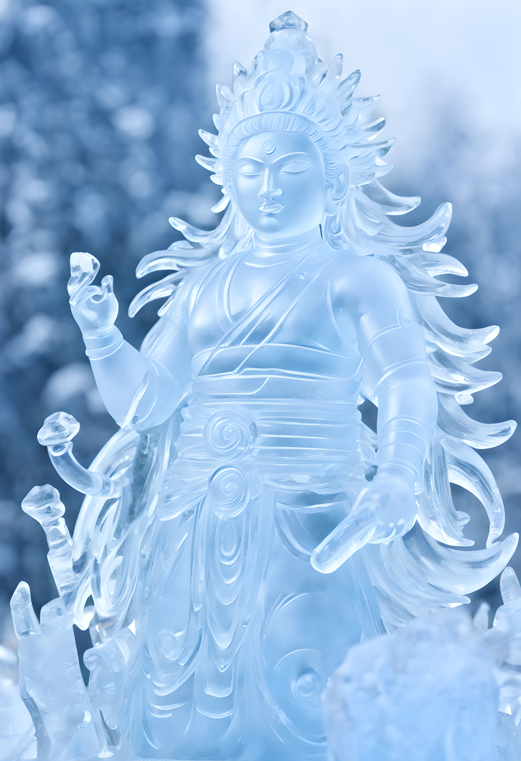 (Ice sculpture:1.5),(pixel art:1.5),(pixel art style:1.5),(ice sculpture theme:1.5),(fantasy:1.5),(beautiful scenery:1.5),(Ice sculpture:1.5),(fantastic illustration:1.5),(Senju Kannon:1.5),(fog, smog, steam),(absurderes:1.5),(ultra_detailed:1.5),(delicate:1.5),(Detail on facial expressions:1.5),(best quality:1.5),(masterpiece:1.5),