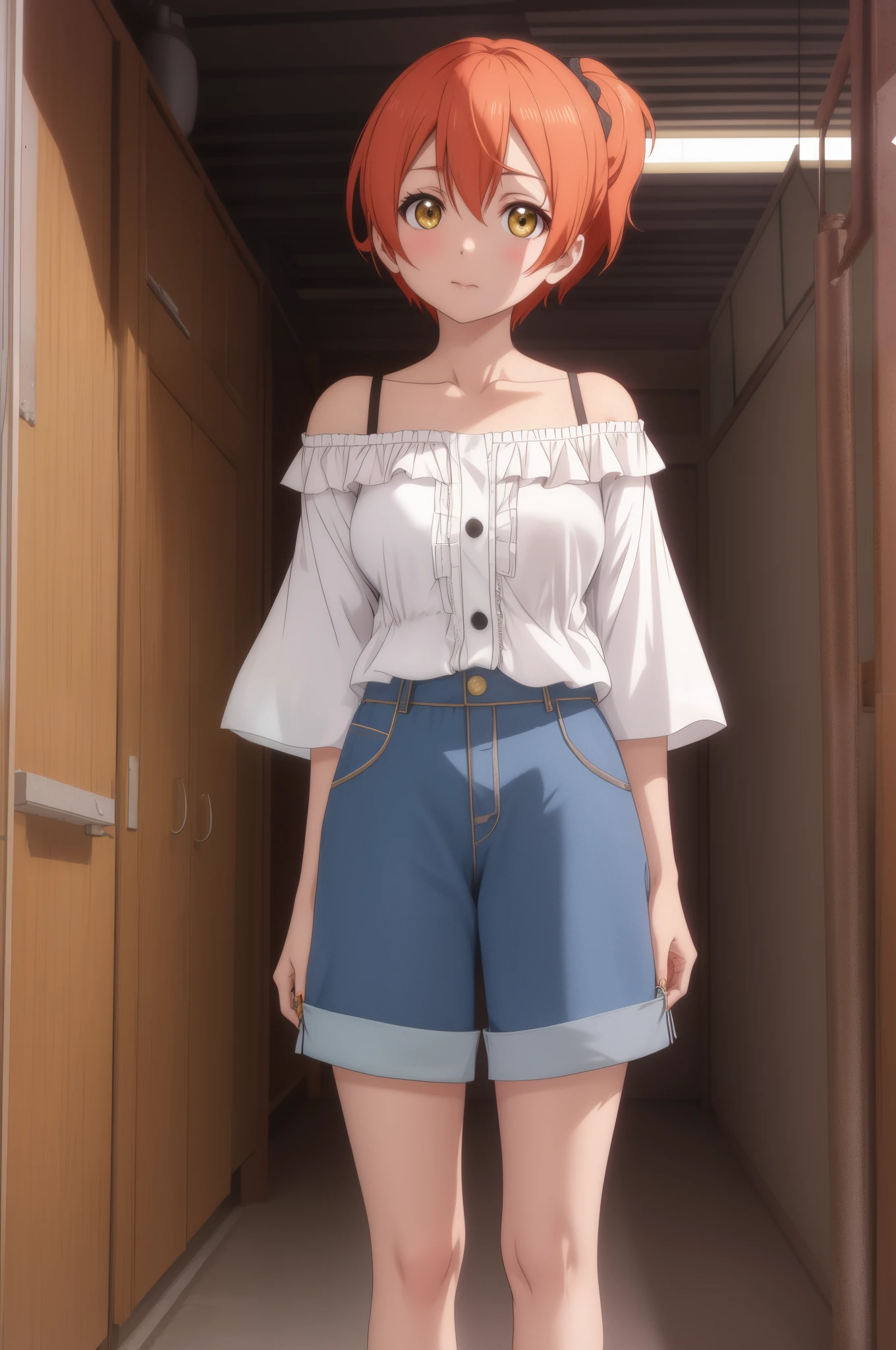 Hoshizora rin,(off shoulder oversize blouse), bottomless standing