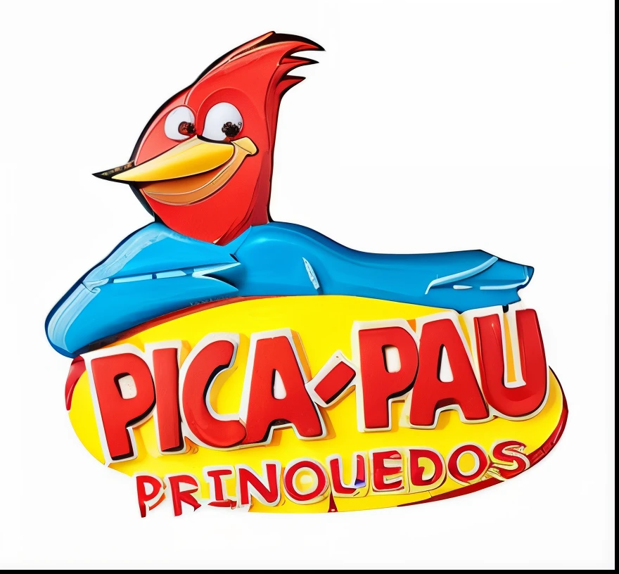 a red bird sitting on top of a yellow sign with the words pica - paul bringiedos, paul pepera, piroca, paul pepera pablo roldan, p. j. n, pichacu cooks a squid, pic, pepe, phot, brian pulido, pog, photogtaphy, fotografia
