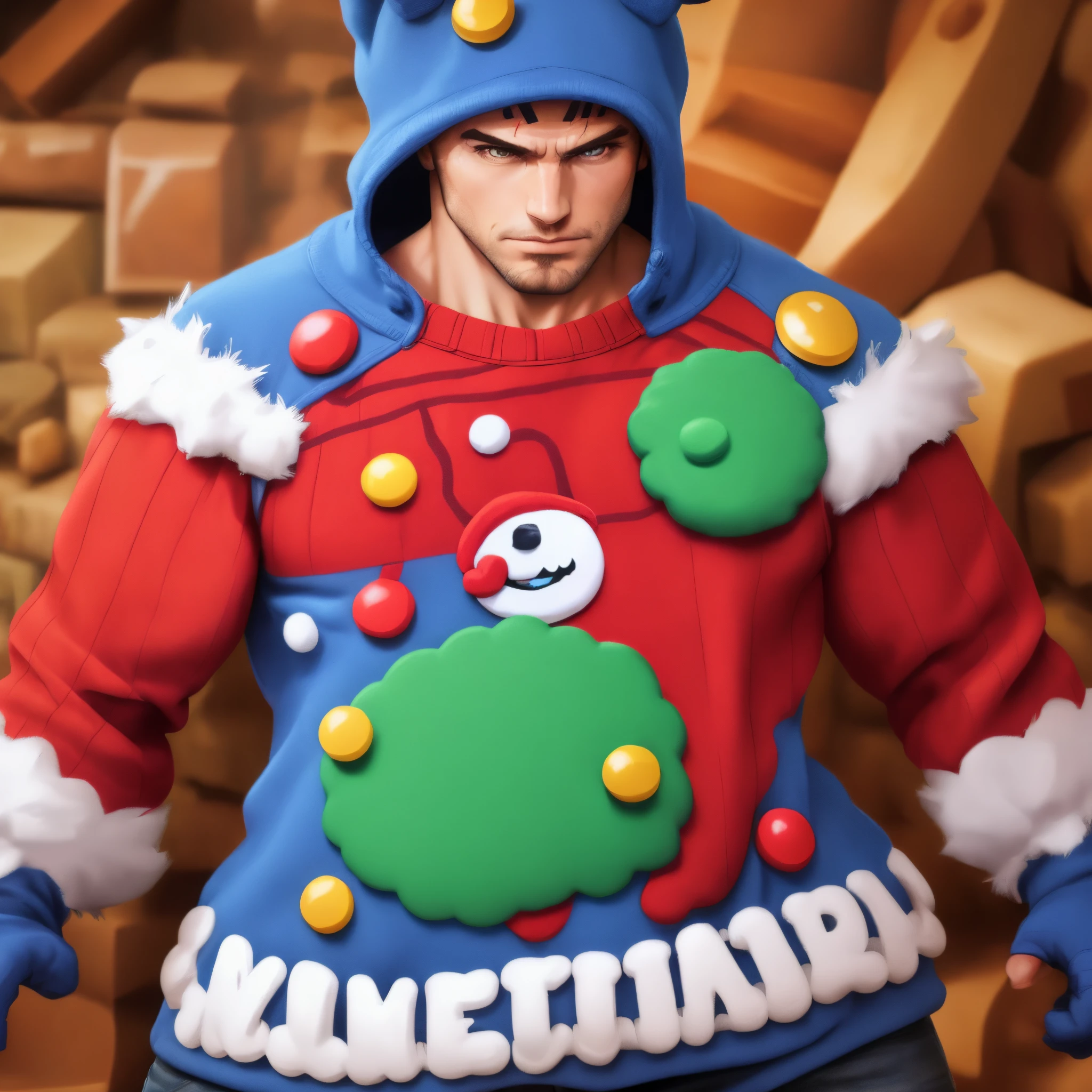 Pull de noel marvel avec tête de monstre