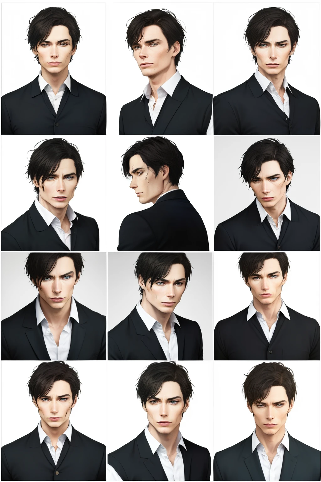 Generate images of Cillian Murphy's body references:
1. Full-body shots from different angles.
2. Close-ups of facial expressions and features.
3. Side and back views to capture posture and body structure.
4. Casual and formal clothing variations.
5. Emotions such as happiness, sadness, and neutral expressions.
6. Dynamic poses and relaxed stances.
7. Any distinctive features like tattoos, scars, or unique facial expressions.
8. Lighting variations to capture details in different conditions.
9. Hairstyle variations if applicable.
10. A mix of both candid and posed shots.