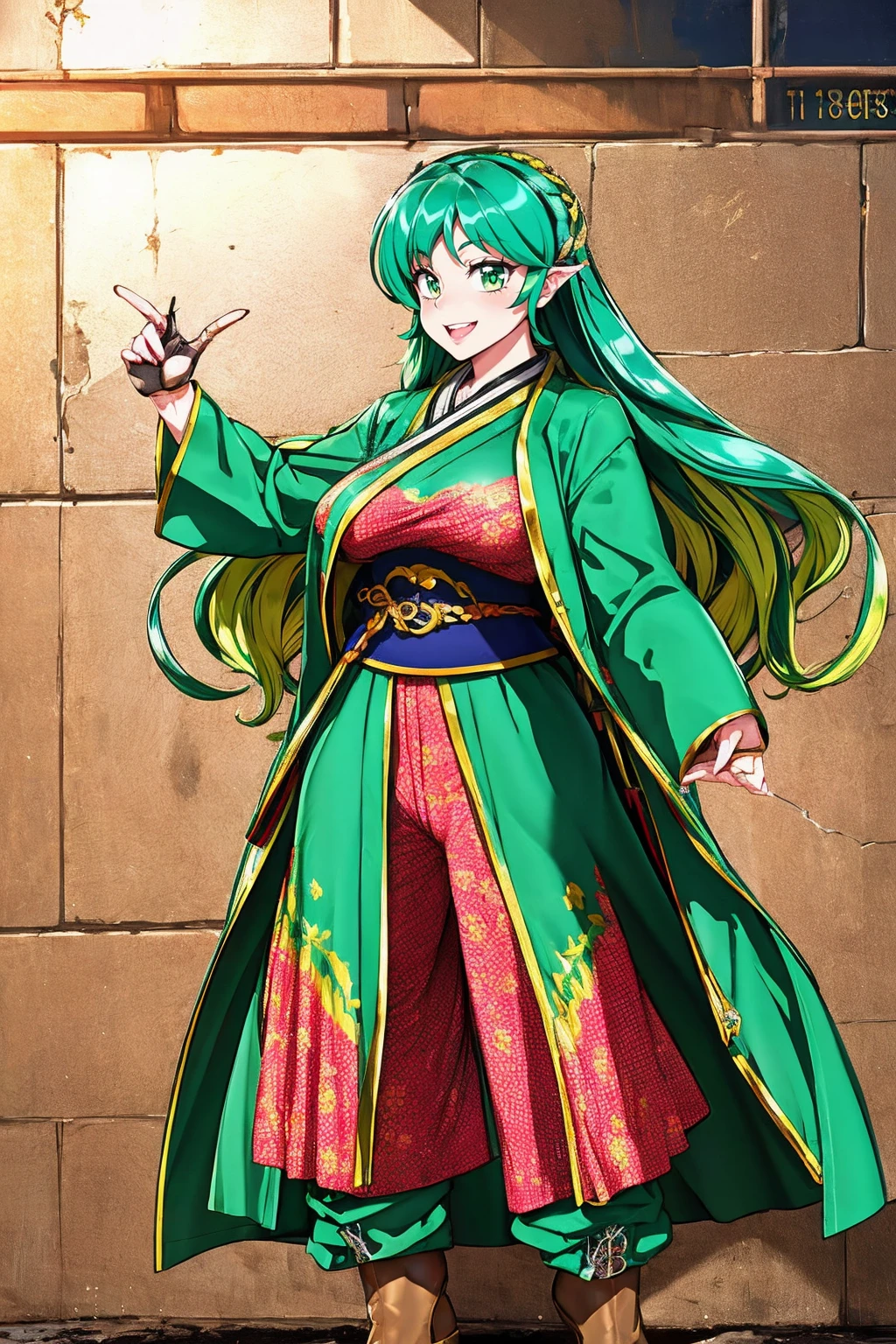 masterpiece, best quality,, corset, breastplate,lum, , urusei yatsura, cloak, pants, pullover kimono,martial pov,, pantyhose, sharpteeth, standing,smile, matial art,, full body, boots , pant, medium breast, pants, pullover,martial pov,god rays, ray tracing, sparkle, cinematic lighting, UHD, retina, masterpiece, ccurate, anatomically correct, textured skin, super detail, high details, high quality, award winning, best quality, highres, 1080P, HD, 4K, thunder aura, light aura, sharpteeth,, super powers, full body, standing, kimono,woman-medieval-clothes, fangs, smile, green hair,, teeth, big breast, long hair
