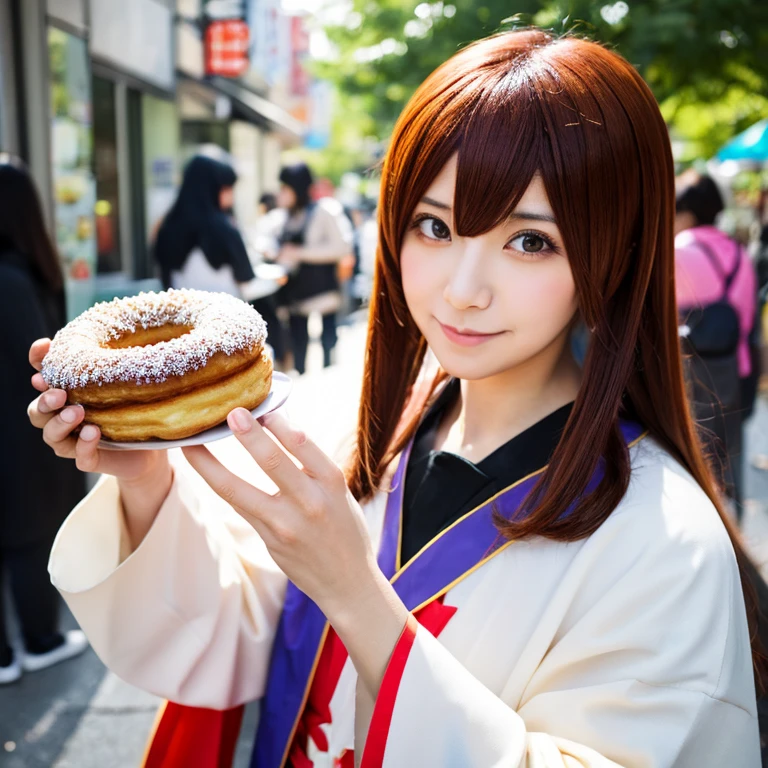 shinobu oshino cosplay、eating a donut