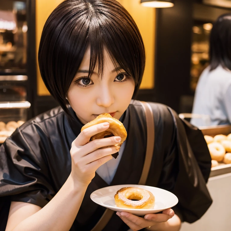 shinobu oshino cosplay、eating a donut