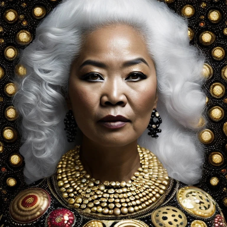 Futuristic portrait of a beautiful nigerian businesswoman with drill hair, regal ringlets, corkscrew curls, sci-fi, tech wear, glowing lights, direct gaze, symmetry, depth of field, intricate, elegant, highly detailed, digital painting, artstation, concept art, smooth, sharp focus, illustration, art by Greg Rutkowski, and Borris Vallejo
Baby boy surrounded by planets and starts
jophieltheonlyone
Yayoi Kusama, Lee Jeffries style, Takashi Murakami, full length view, an old beautiful Japanese woman with white hair, in an colorful oriental-inspired dress, with ornaments and floral embroidery, , with an elaborately arranged hairstyle,gold jewelry, photorealistic blurred oriental background, photography, Sharp focus on the eyes, with detailed skin texture, with detailed eyelashes, eyeball, iris and pupil, texture, Canon, R5 camera, Canon RF 85mm f/1.2 lens, cinema lighting,Hyperrealism, color correction, soft shadows, shallow depth of field, Rembrandt Lighting, 8k - no blur, distortion, mutation, 3D, 2D, --v 4, --ar 2:3