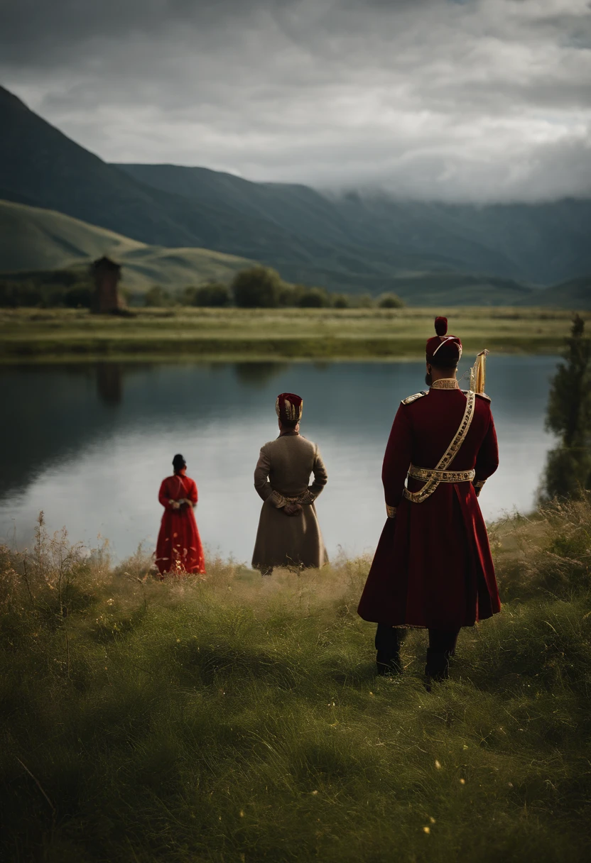 Erstellen Sie mithilfe der Tochterdiplomatie ein Bild, das Dschingis Khan darstellt der direkt noch vorn schaut,He arranged marriages between his daughters and allied kings,and at the same time impose military conditions and obligations
