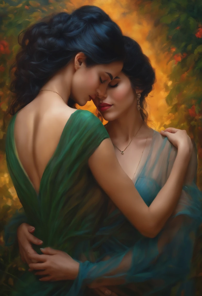 A naked woman having lez with another woman
