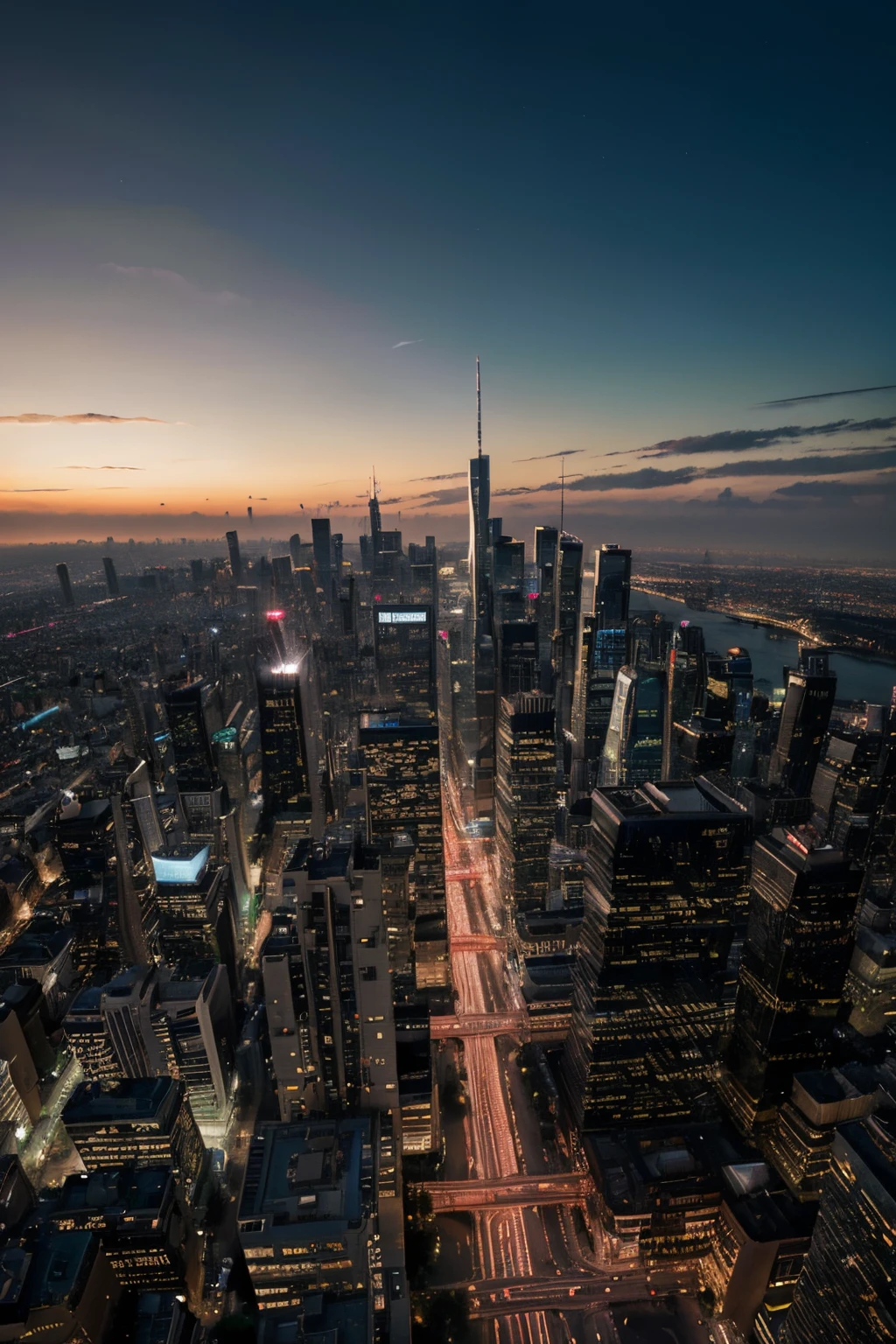 (best quality,4k,8k,highres,masterpiece:1.2),ultra-detailed,(realistic,photorealistic,photo-realistic:1.37),skyscraper,lunch on the rooftop,dinner,cyberpunk,night view,neon lights,metropolis,cityscape,urban,high-rise buildings,towering structures,futuristic architecture,glowing signs,vibrant colors,metropolitan lifestyle,fast-paced,streets bustling with activity,impressive skyline,high-tech cityscape,technological advancements,state-of-the-art infrastructure,advanced transportation systems,high-speed trains,life in the future,thriving metropolis,seamless fusion of nature and technology,innovative skyscrapers,reflective glass facades,mesmerizing city lights,impressive perspective,immersive experience,urban glamour,majestic cityscape,industrial aesthetic,urban jungle,cinematic atmosphere,nightlife,emerging technologies,modern society,elite dining experience,luxurious rooftop restaurants,exquisite culinary delights,authentic flavors,gastronomic adventure,enchanting cityscape,extravagant dining experience,glamorous ambiance,unforgettable sunset,mesmerizing night sky,dreamlike atmosphere,magical lights,neon-infused city,surrealistic setting,high altitude views,sky-high elegance,mind-blowing architecture,urban dreamscape,awe-inspiring vistas,skyscraper marvels,towering achievements,effervescent energy,captivating skyline,iconic landmarks,awe-inspiring metropolis,seamless blend of tradition and modernity,awe-inspiring urban panorama,ethereal glow,unparalleled grandeur,architectural masterpiece,awe-inspiring beauty,harmony of lights and shadows,majestic skyscrapers,revel in the urban charm,breathtaking cityscape.