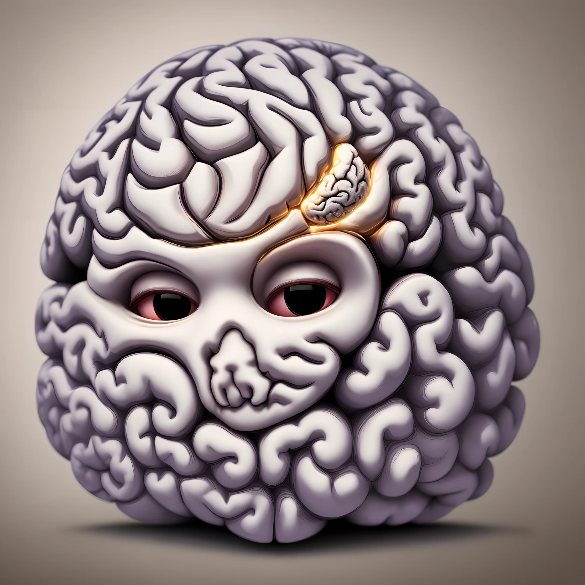 brain and eye, White background
