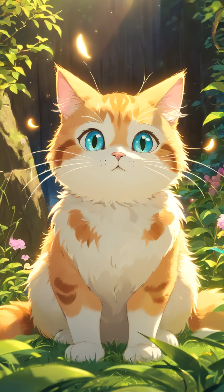 (melhor qualidade,4k,8k,high resolutions,obra prima:1.2),ultra detalhado,(realista,fotorrealista,fotorrealista:1.37),lindo,olhos detalhados,Detailed Lips,altamente detalhado,adolable,Playful cat in a garden,Luzes brilhantes,Luzes brilhantes,magic lighting,Adorable 3D rendering,Lovely artwork,Lovely bright lights,Luzes brilhantes impressionantes,Arte digital bonita,Lovely digital art,adorable cat,gato caprichoso,Luzes brilhantes cativantes,Arte digital brilhante,belas criaturas brilhantes,Adorable whimsical cat,magical scene