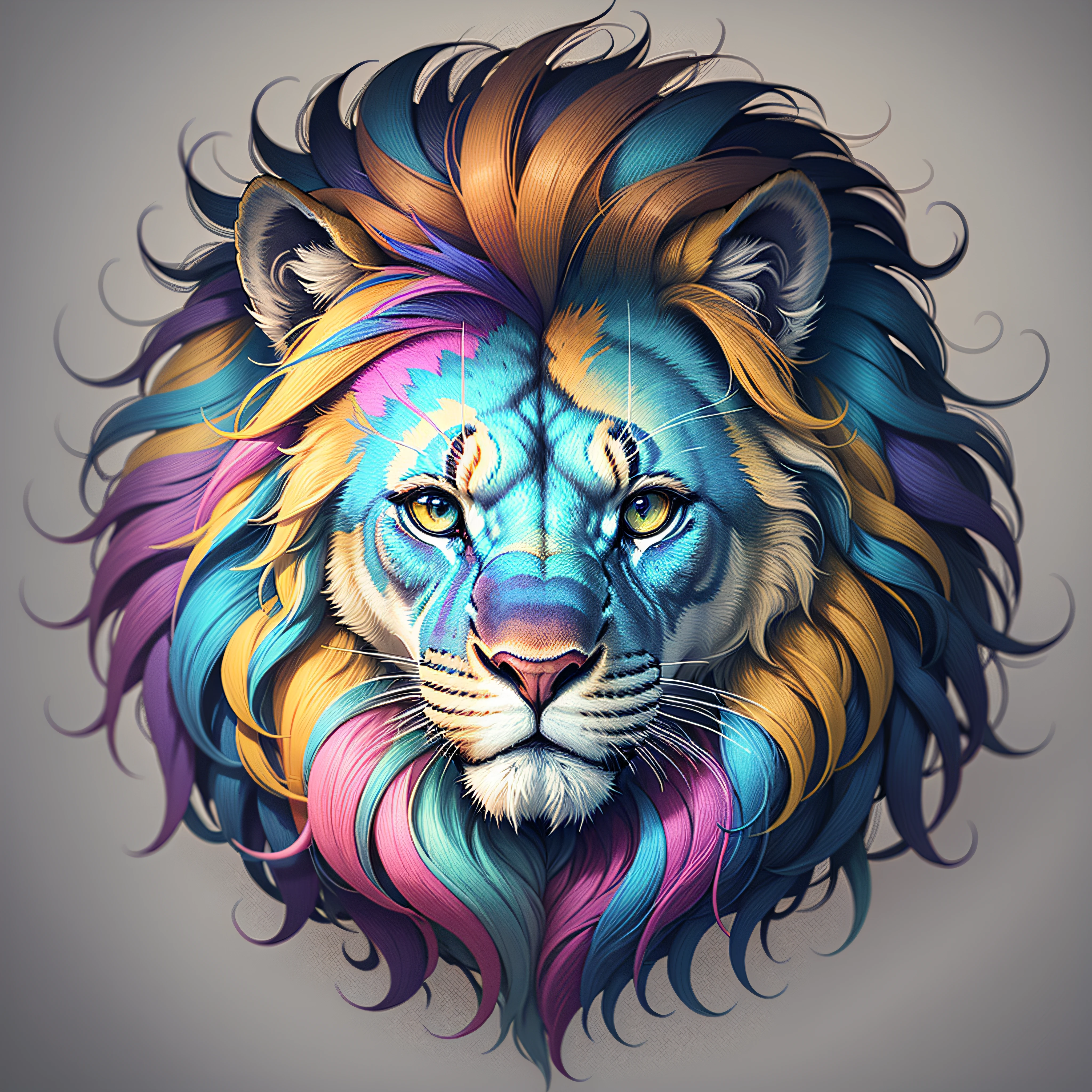 geometric lion with 6 colors