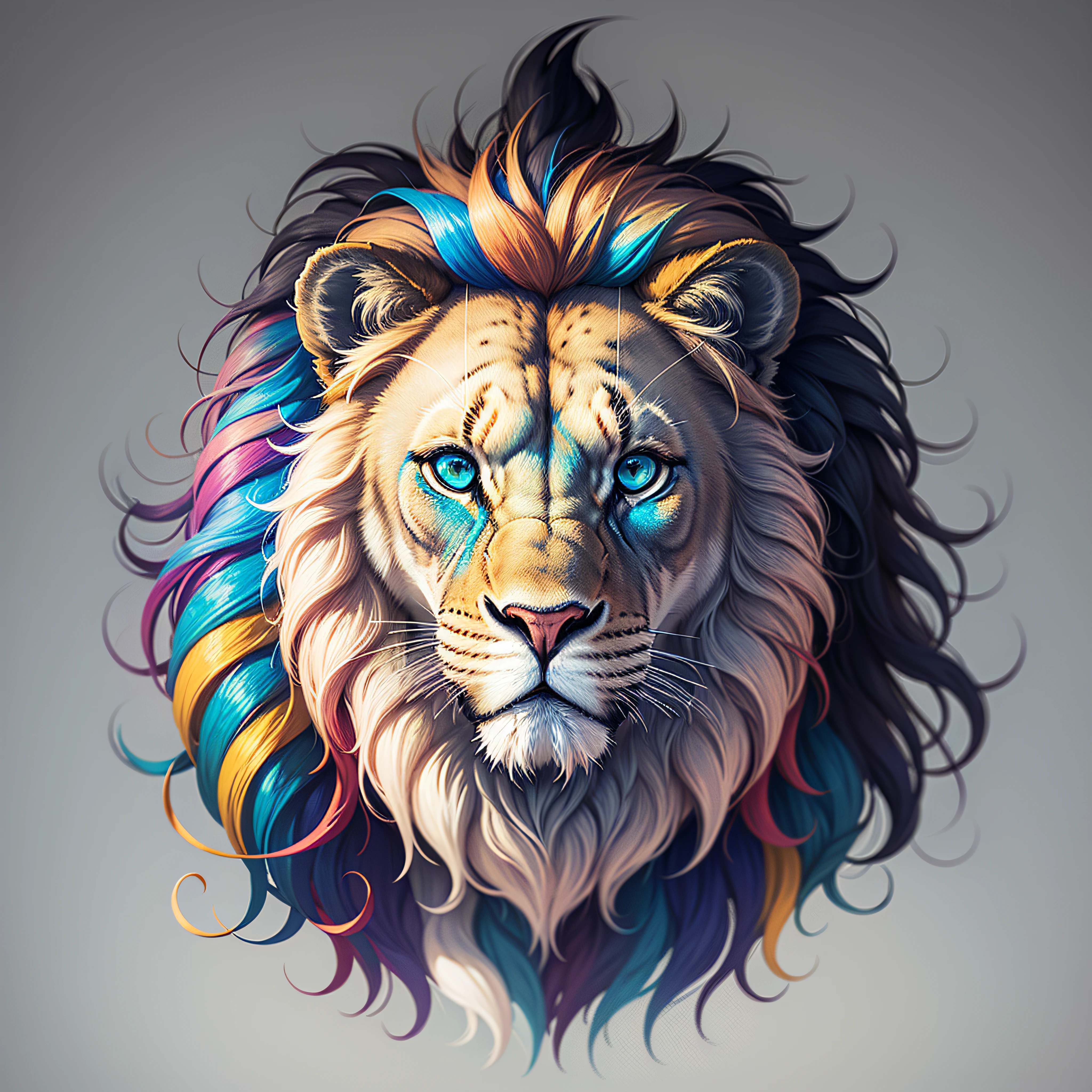 geometric lion with 6 colors