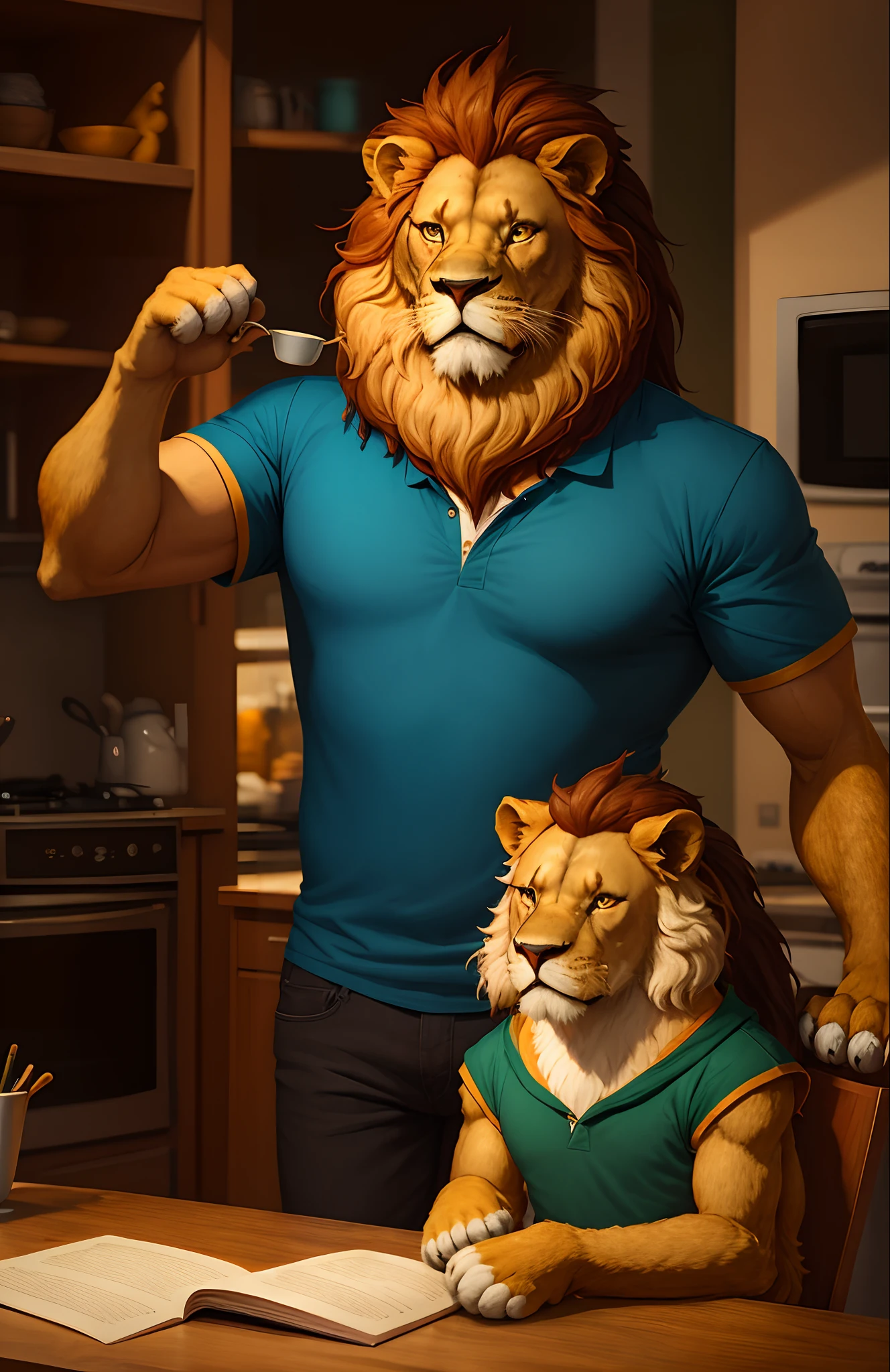 anthropomorphic lion fursona who is also a stay at home dad