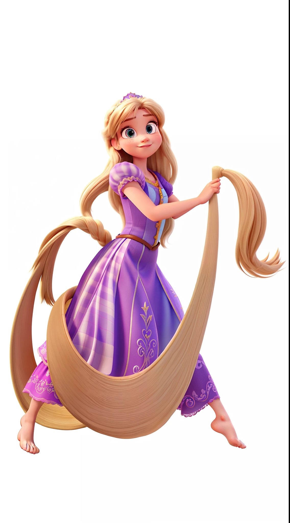 Pixar Style Kid, vestida de repunzel, alta qualidade, melhor qualidade