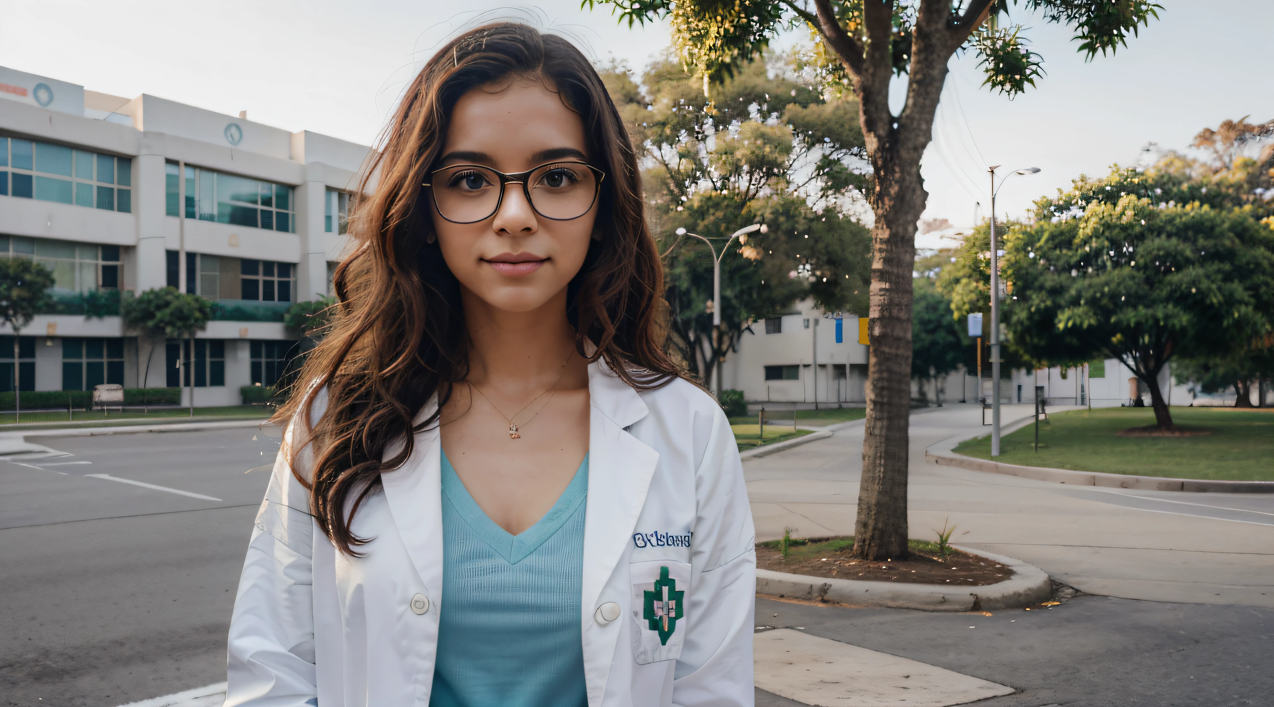 Imagine um estudante de medicina brasileiro caminhando pelo campus moderno e imaculado da faculdade de medicina da universidade. She is dressed in medical uniform and a white coat, e seu curto, vermelho, Curly hair adds a different touch to the scene. The student wears stylish glasses, combining a touch of intellectual charm with your professional appearance. Movendo-se graciosamente pelo campus, ela exala profissionalismo.
The trees are immaculate, emanating an air of order and organization befitting a prestigious medical institution. O sol brilha, fundindo um quente, Brilho convidativo sobre a cena. o aluno, usa uma blusa branca por baixo do casaco branco, exudes optimism in this academic environment.
I hope this refined description aligns with your vision!