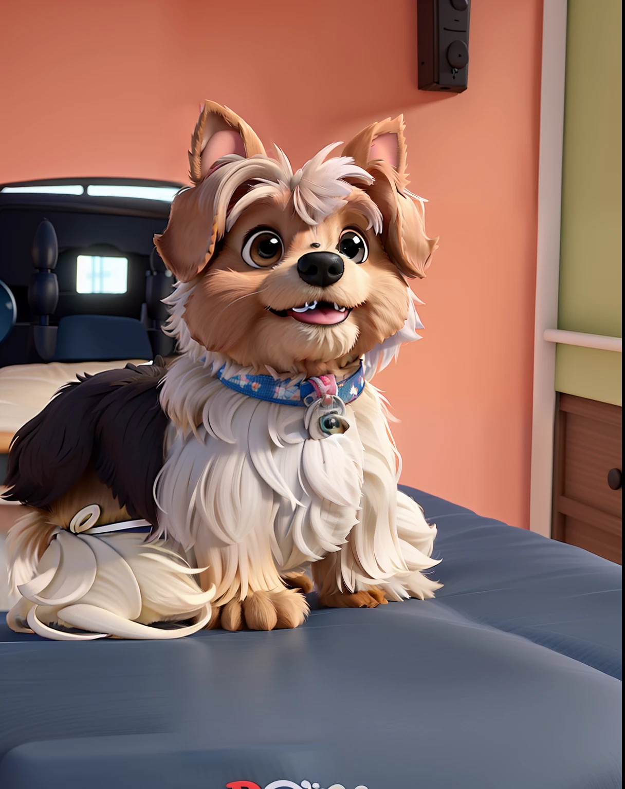 A Disney pixar style Yorkshire Terrier dog, alta qualidade, melhor qualidade