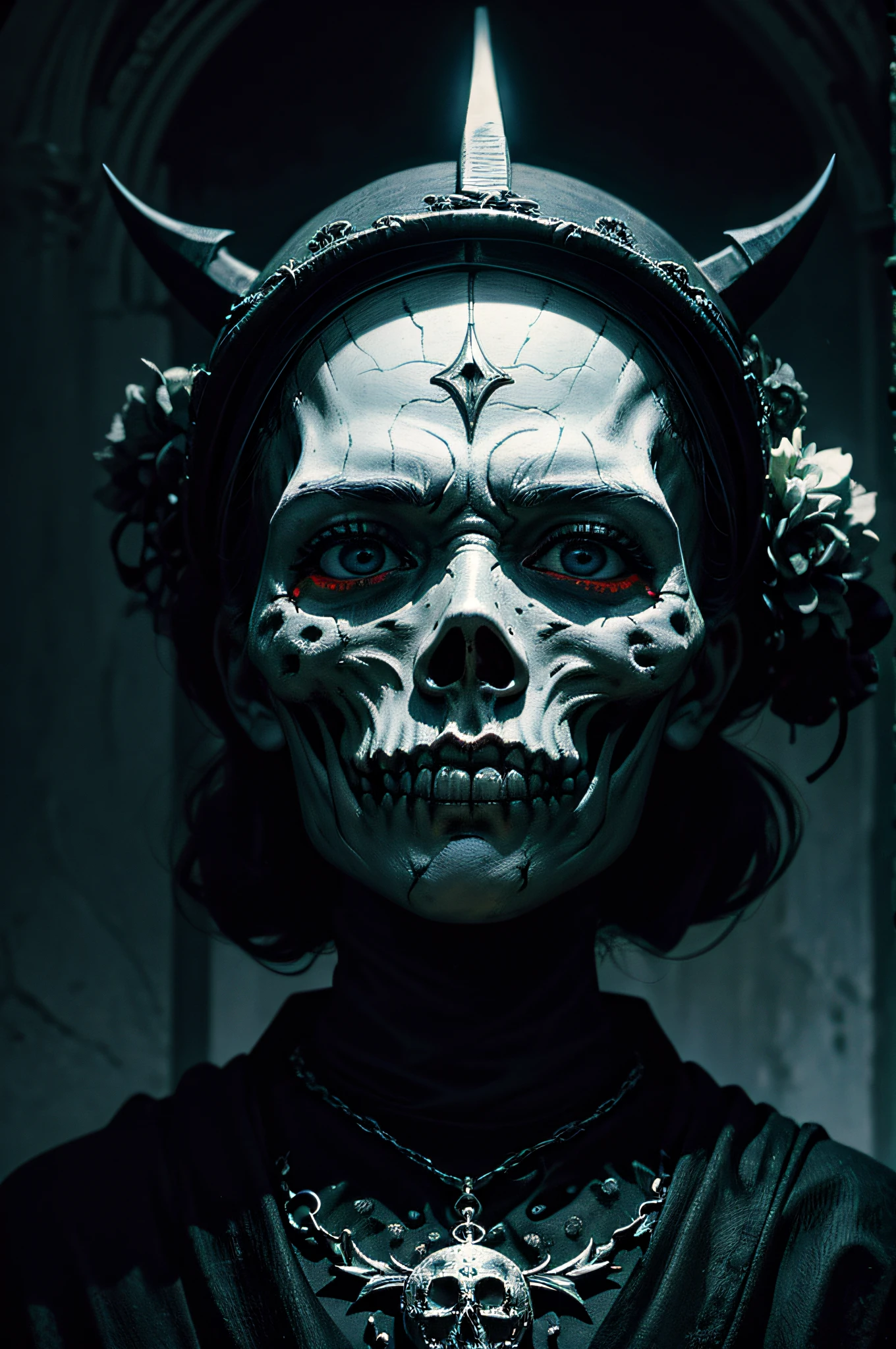 monje a contraluz sujetando una calavera, luz fuerte, claroscuro, inspiration from dark paintings, monje calvo, vidriera de colores, luz impactante, luz por detras del personaje, drama, tenebrosidad,, mirando a la izuierda y arriba, plano americano