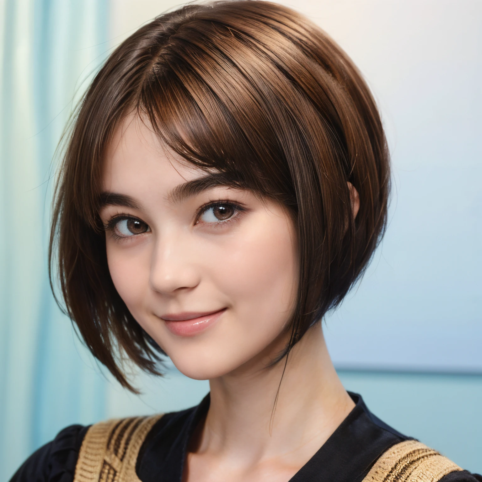 97
(a 20 yo woman,is standing), (A hyper-realistic), (high-level image quality), ((short-hair:1.46)), (Hair smooth), (Gentle smile), (Keep your mouth shut)