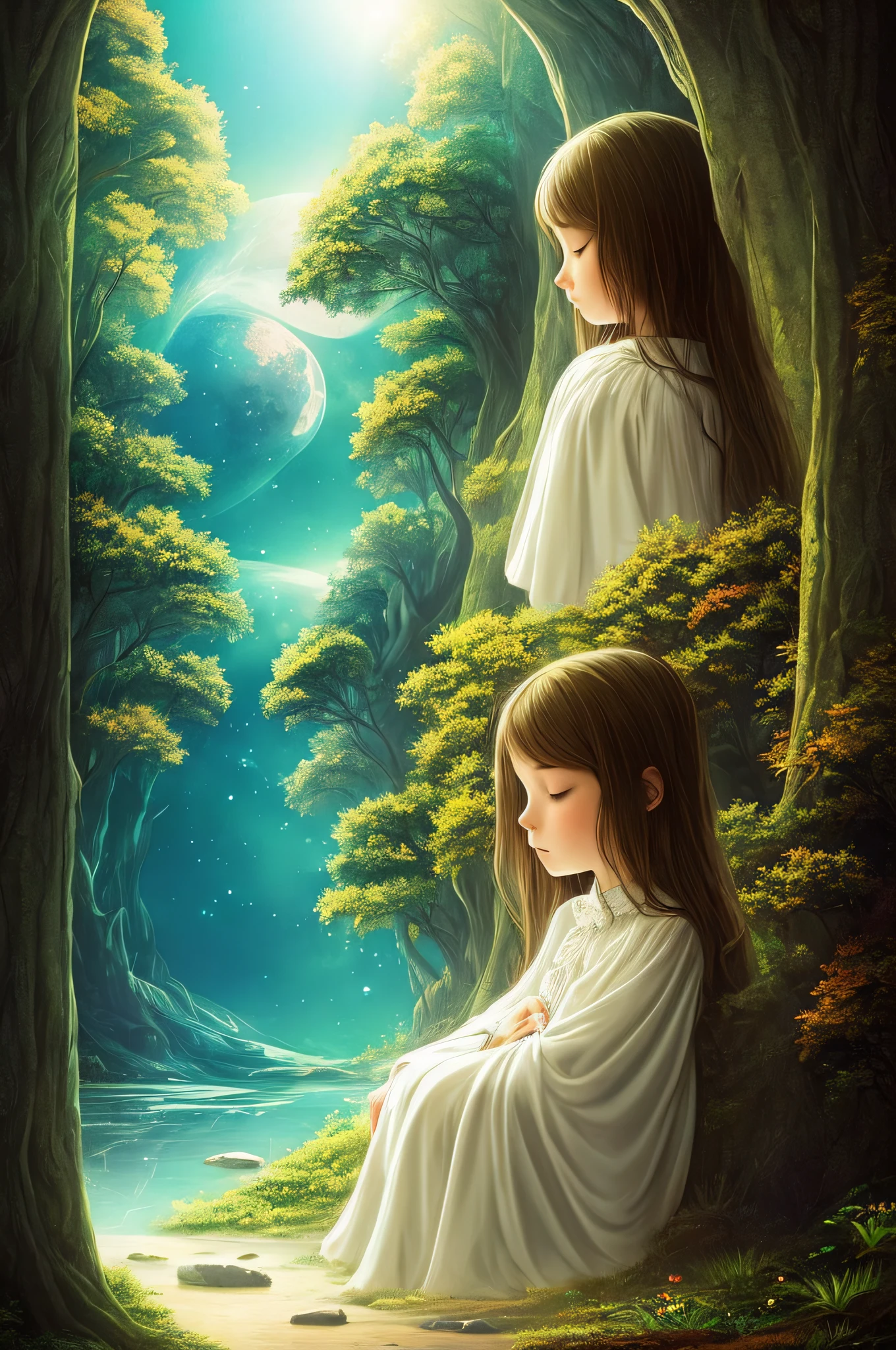 in the parallel universe of dreams, very detailed and magnificent. A magnificent girl who sleepwalks and finds herself in an unusual place