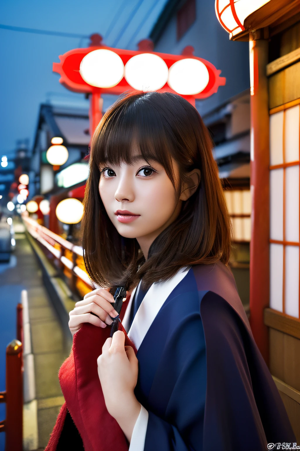 (​masterpiece、high-level image quality、hightquality)、(Beautiful realistic Japan woman:1.5、cool and cute:1.5)、Red Wharf、the foghorn is calling me、The edge of the cape that makes you cry、
