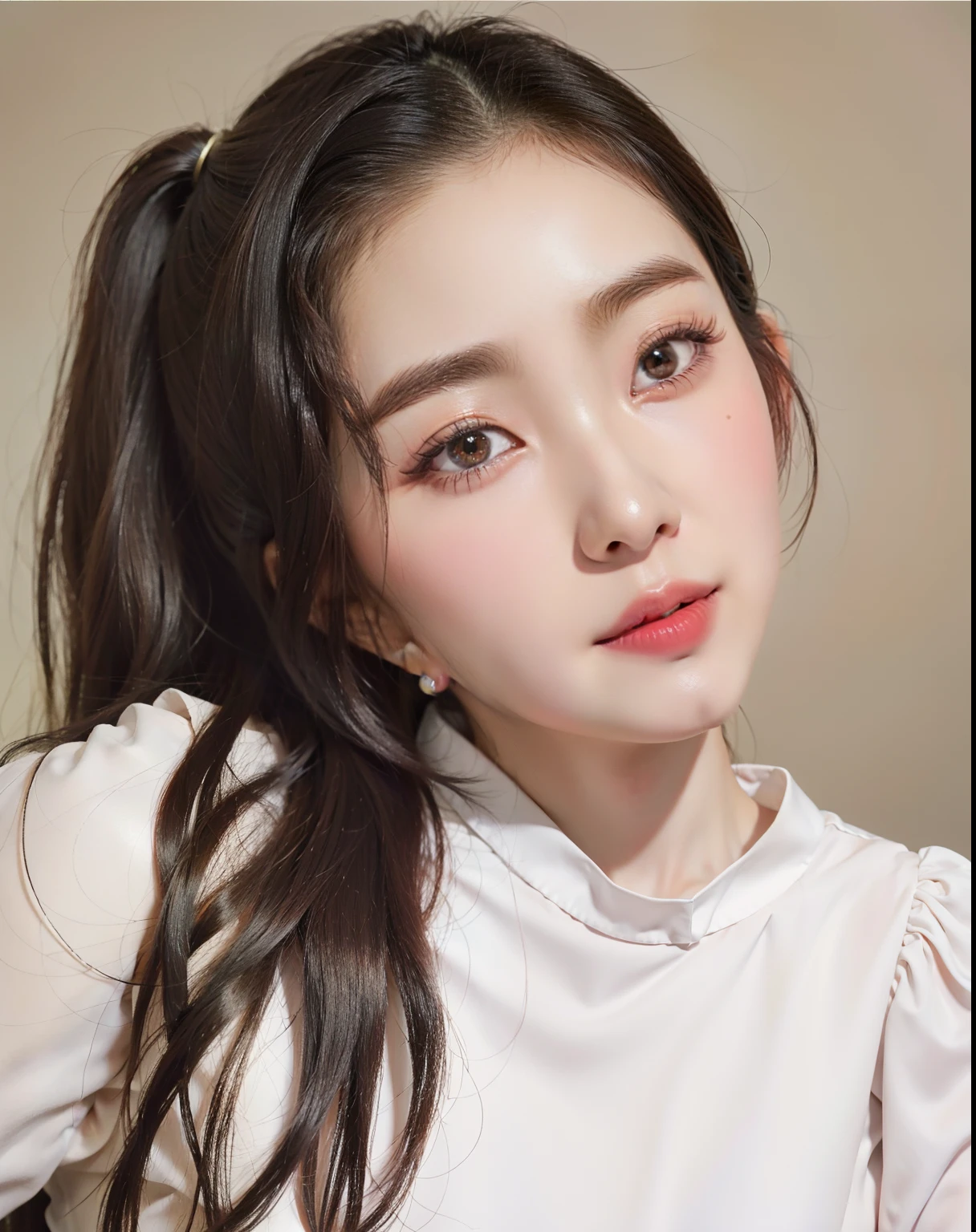Araffada Asian woman with long hair and pink lipstick posing for a photo., Jinyoung Shin, maquillaje coreano popular, Jaeyeon Nam, Wan adorable cara coreana, maquillaje popular de Corea del Sur, Heonhwa Choe, Lee Ji - Eun, Lee Ji-eun, ulzzang, hwang se - on, Joven y adorable rostro coreano, Taejune Kim, Chica coreana
