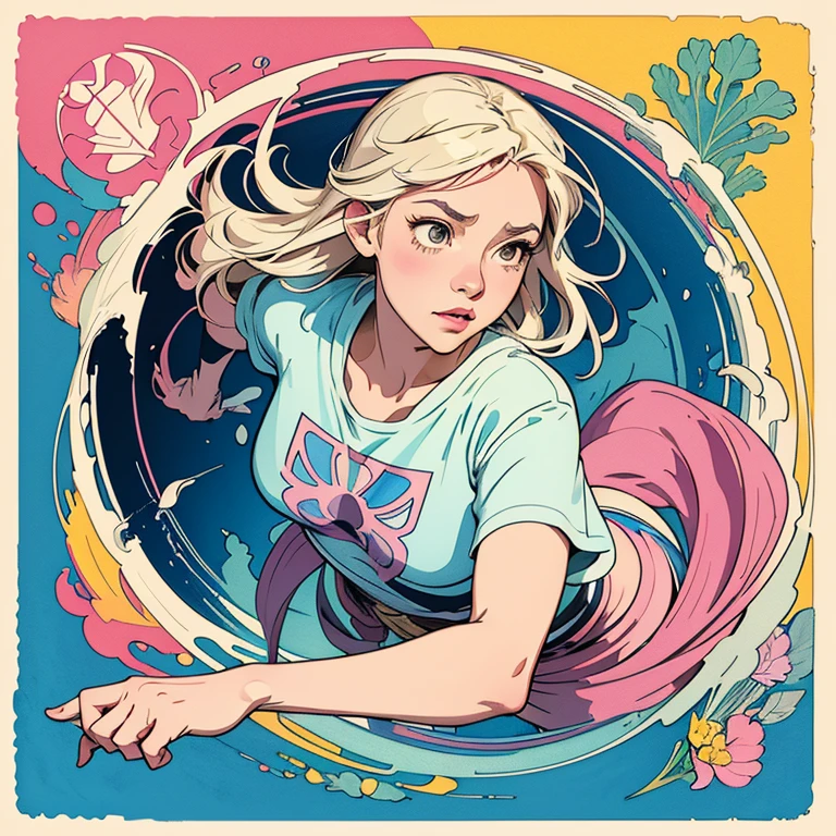 spider-gwen, clean line art, background, free line, on paper, a mix of comic book art and line art full of natural colors, masterpiece, red color, high resolution, acrylic painting, trending on Pixiv, palette knife and brush strokes, colors, 2d, flat vector, t-shirt design, stickers, color splash and t-shirt design, studio ghibli style, pastel quarters, vector art, Fantasy Art, Watercolor Effects, Alphonse Mucha, Adobe Illustrator, Hand Drawn, Digital Painting, Low Polygon, Soft Light, Aerial View, Isometric Style, Retro Aesthetics, Human Focus, 8K Resolution