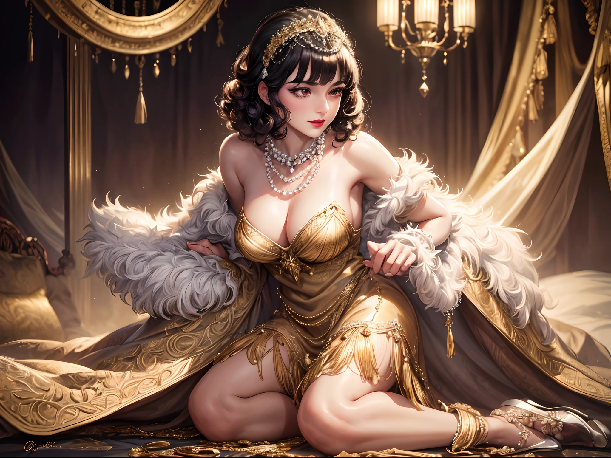 (best quality,4k,8k,highres,masterpiece:1.2),ultra-detailed,(realistic,photorealistic,photo-realistic:1.37),(full body:1.5),vintage portrait,1920s black-and-white photography,classic Hollywood,old Hollywood glamour,flawless beauty,dramatic lighting,serene expression,charming smile,mischievous eyes,timeless elegance,vintage fashion,ornate accessories,fringed flapper dress,sparkling headband,pearl necklace,red lipstick,smoky eyes,voluminous curls,luxurious fur stole,delicate lace gloves,golden age of cinema,retro charm,hidden stories,unforgettable star,popular icon,extraordinary talent,admired by millions,fascinating aura,exclusive glimpse,hidden vulnerability,unique composition,sharp focus