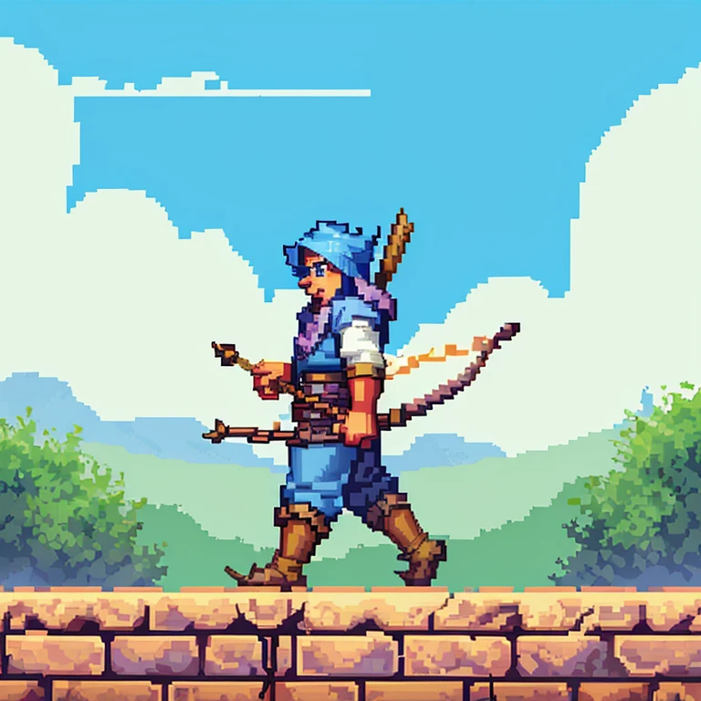sprites ,imagens em estilo pixel de um homem com um arco e flecha, 2D arte de videogame, estilo de jogo de rpg, Arqueiro, Arte do jogo 2D, 2D arte do jogo, arco de arqueiro, frente, andando para direita, andando para esquerda, pulando, de costas, pixel art animation, Jogo 2D, pixel art de alta qualidade, Fanart do jogo 2D, estilo pixel art, Ativo de jogo 2D, sprite de videogame