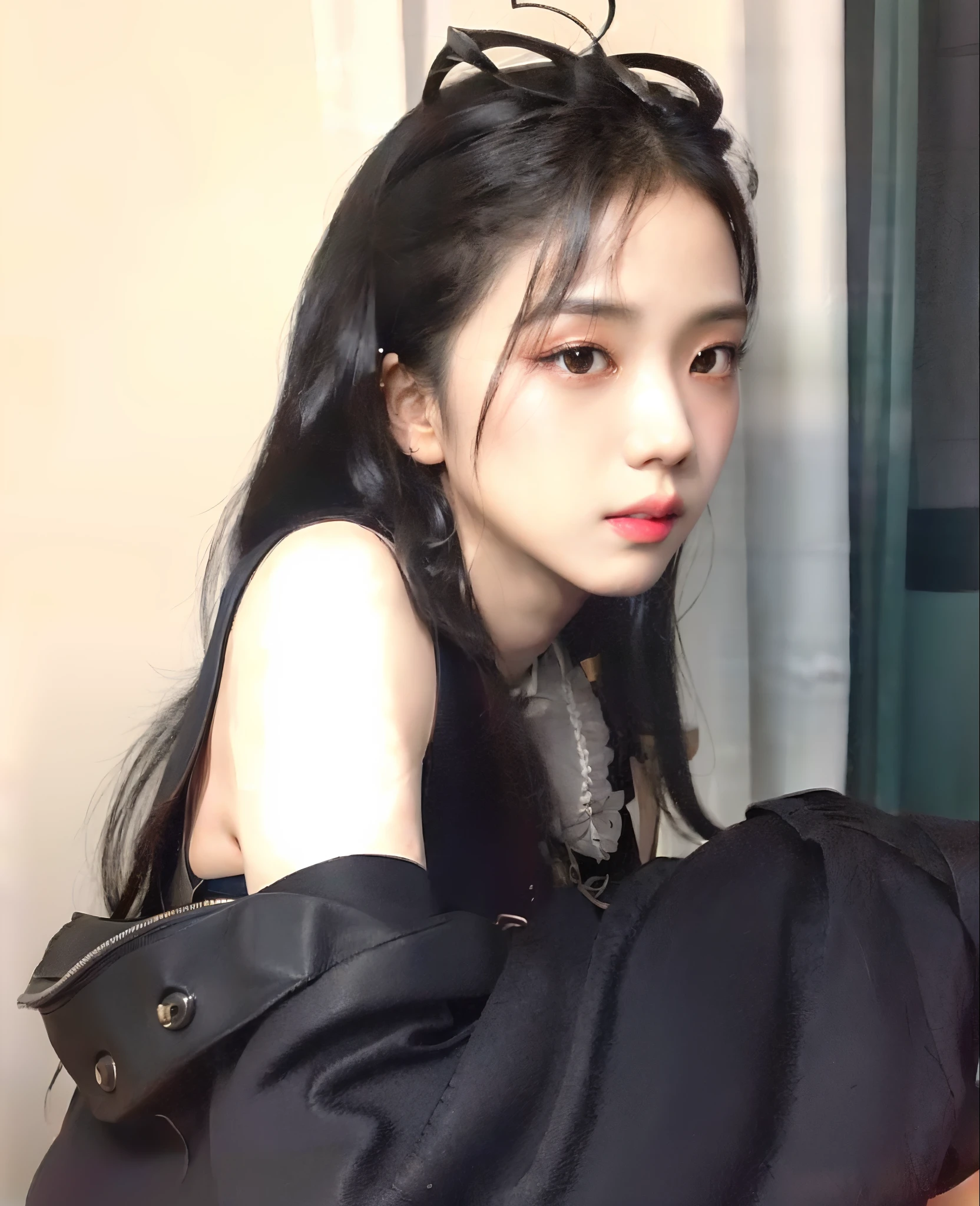 ((masterpiece)), best quality, extremely detailed face, ultra high res, (photorealistic:1.4), Amazing, finely detail, huge filesize, correct exposure, 1 girl, slender Body, 162cm height, (intricate details), SOLO, looking at the viewer, perfect lighting, realistic, lips, blush, shiny skin, fair skin, extremely detailed face, beautiful detailed eyes, (detail skin:1.2),  depth of view,((school uniform, overcoat, leather shoes,)), full body shot, standing,