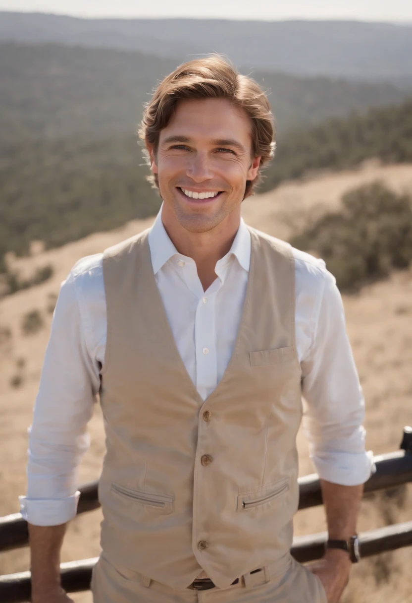 An aerial view of a bustling city skyline,original,Bryce Hamilton, a quintessential Sand Hill Road venture capitalist, is always seen in his trademark Patagonia vest, a staple even in the summer heat, paired with crisp, casual chinos and a button-down shirt, embodying the classic Silicon Valley investor look. His appearance is meticulously groomed, from his styled hair to his polished, yet approachable, smile, projecting an image of success and confidence.