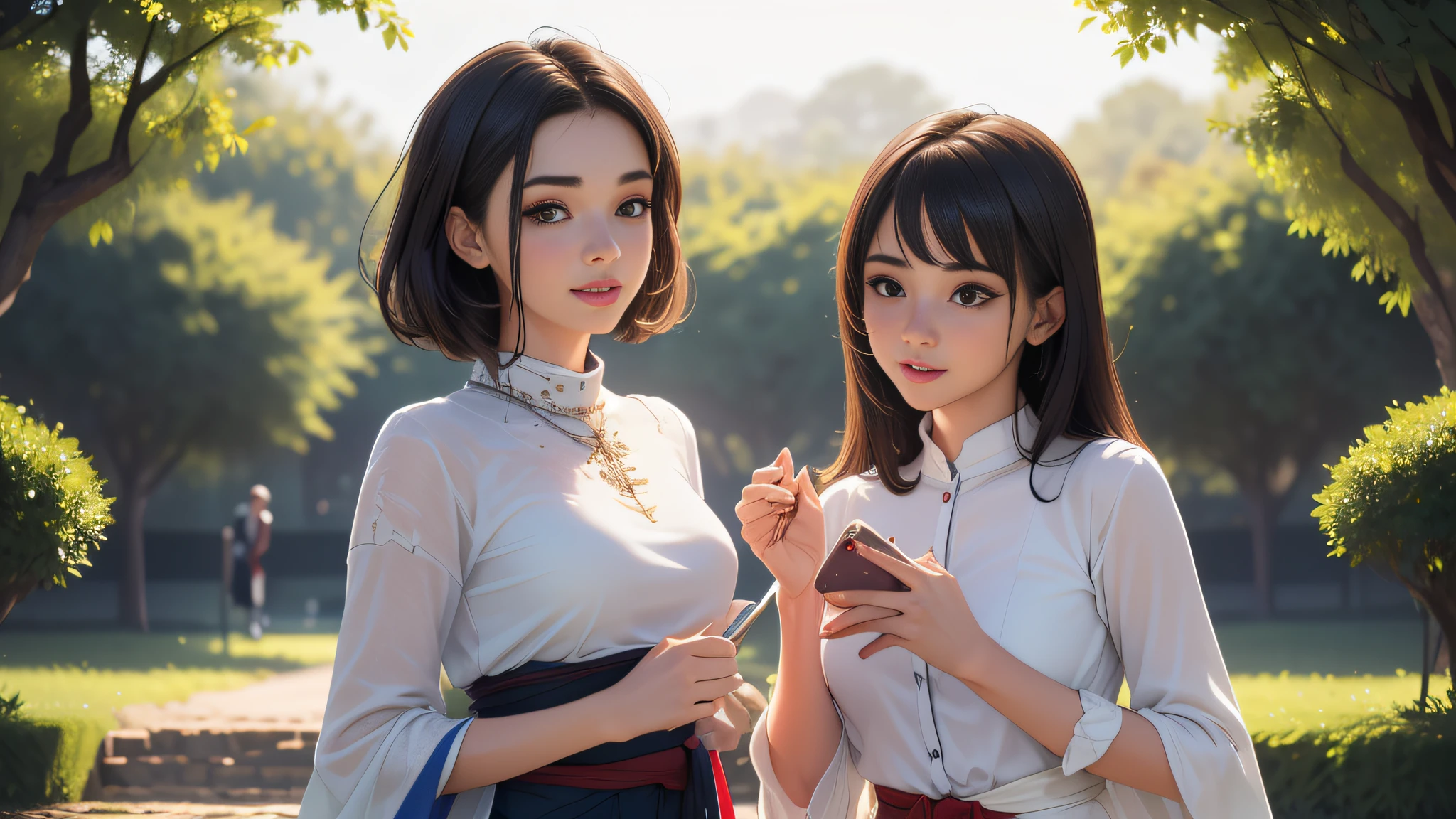 sfw, (Extremely detailed 8k wallpaper:2), (photo:2), (soigne Beautiful girl:2), (gives a lecture to friends:2), detailed (Face and eyes), (hyper realistic:1), (highly detailed:1), (epic realistic:1), rim light, (maximum details:1), cozy, (fullbody:1.3), (looking at viewer:2), (Woman's Attractive Qualities:2), (Attractive Woman:2), (Attractive:2), Smile, Intelligence, Empathy, Gracefulness, Sense of Style, Fitness, Grooming, Optimism, (Sensitivity:2), Sincerity, Romantic Gestures, Playfulness, Fashion Sense, (Sensuality:2), Charm, Modesty, Thoughtfulness, (Femininity:1), Flirtatiousness, Warmth, (Physical attractiveness:2), A beautiful smile, A love of life, strength and power, vulnerability, curiosity, wonder, love, (nature background:2), kawaii, waifu, Beautiful breasts, (attractive body:2), (Beautiful body:2), Beautiful pose, attractive pose, (Beautiful legs:1.0), (spread legs:1.0), (Beautiful clothes:1), (classic clothes:2), (elegant clothes:2), (European clothes:2), detailed clothes, (skirt:1), (blouse:1), (provocative pose)