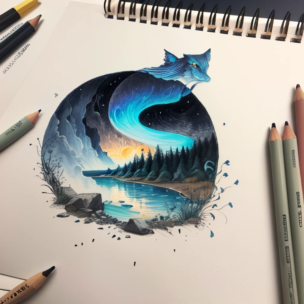 Creatively develop a drawing with the theme you want, taking into account the different elements of the composition.