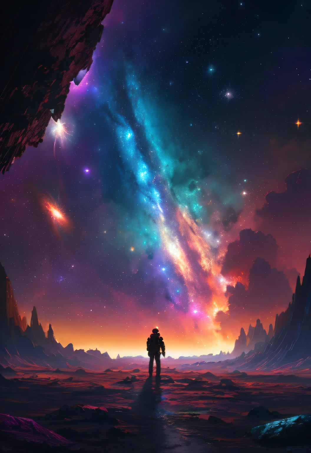 (best quality, 8k, HDR, masterpiece:1.2), luminescence, award-winning art, vibrant and colorful, concept art of a distant galaxy where sentient life has spread to every corner