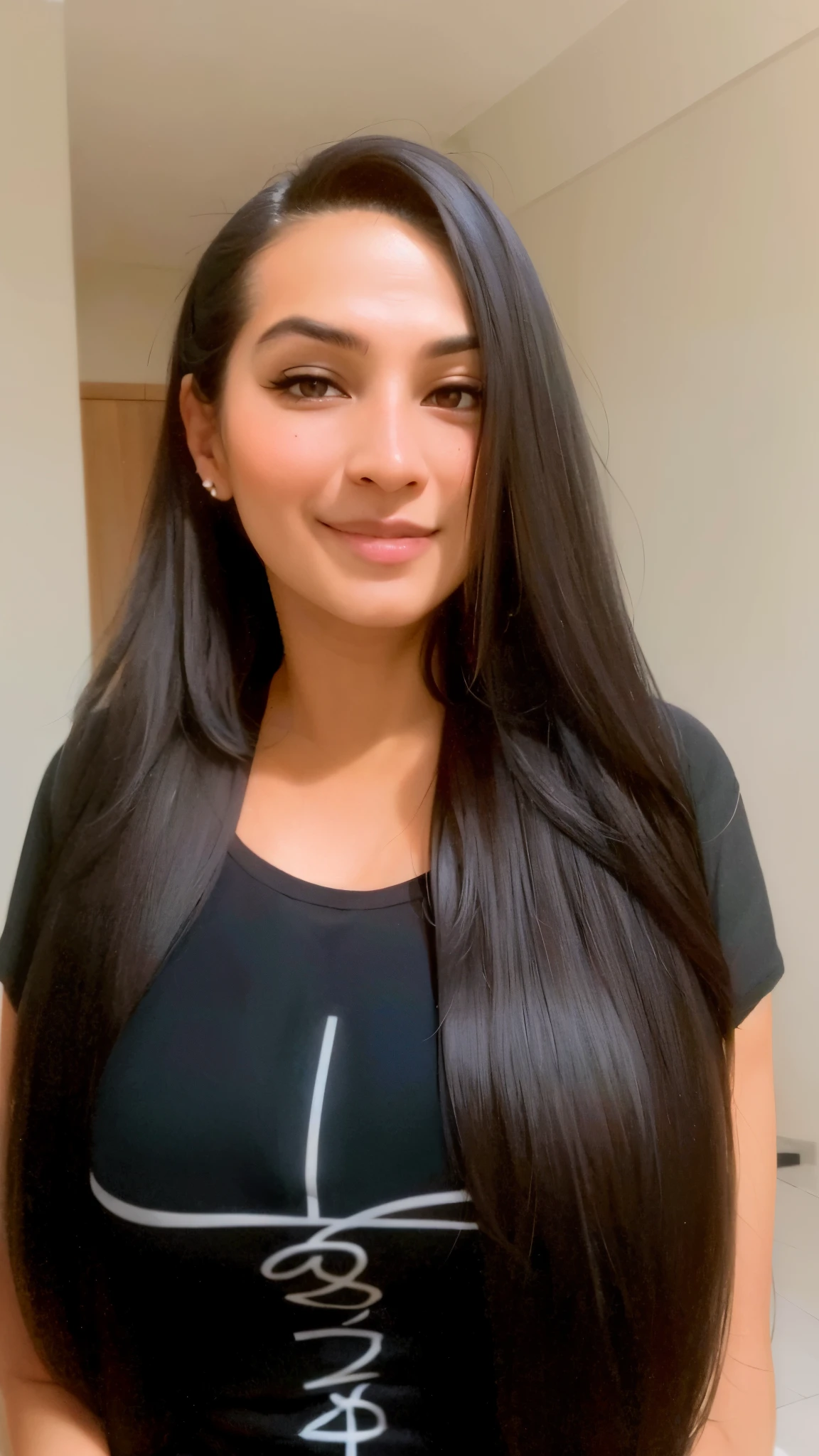 there is a woman with long black hair posing for a picture, female with long black hair, com cabelo preto liso, 3 0 anos de idade mulher, Mulher de 30 anos, mulher nova com cabelo escuro longo, imagem de perfil, 2 3 anos, 2 7 anos, 21 anos, com longos cabelos escuros, 2 8 anos