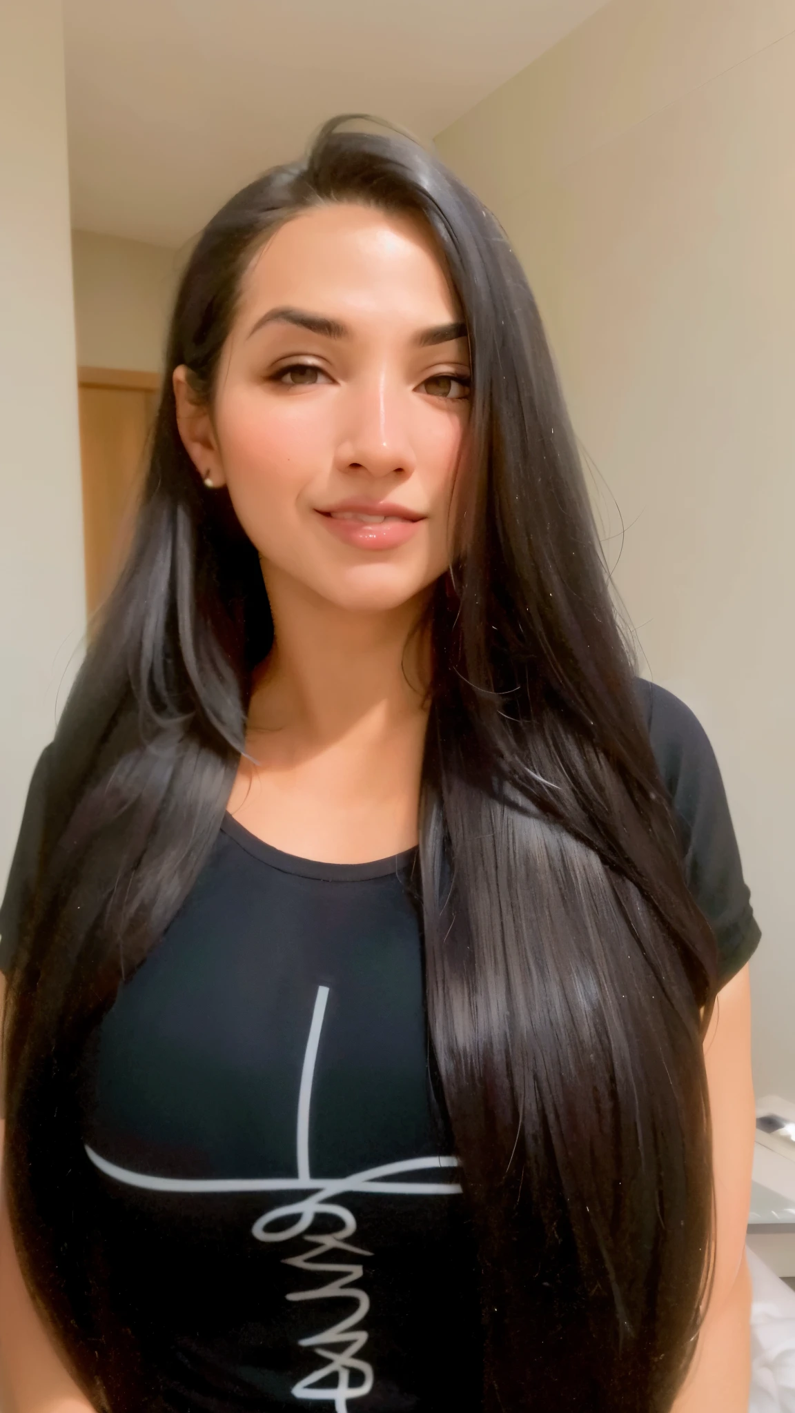 there is a woman with long black hair posing for a picture, female with long black hair, com cabelo preto liso, 3 0 anos de idade mulher, Mulher de 30 anos, mulher nova com cabelo escuro longo, imagem de perfil, 2 3 anos, 2 7 anos, 21 anos, com longos cabelos escuros, 2 8 anos