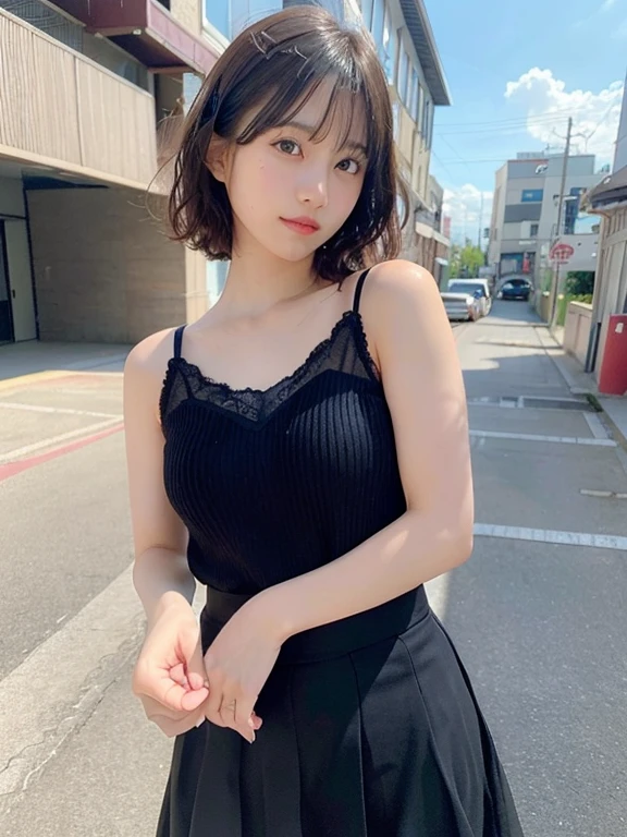 ((Top Quality, 16k, Masterpiece: 1.3)), , Sharp Focus: 1.2, Beautiful woman with perfect figure: 1.4, Slender Abs: 1.2, (((Bob Brown Hair)), ((Small: 1.4)), ((Idol: 1.3)), ((Akihabara Maid Outfit 1.5)), (Bar Counter), Highly Detailed Face and Skin Texture, Detailed Eyes, Double Eyelids, (((Pause)), (Seductive)), standing, cinematic photo, dark interior