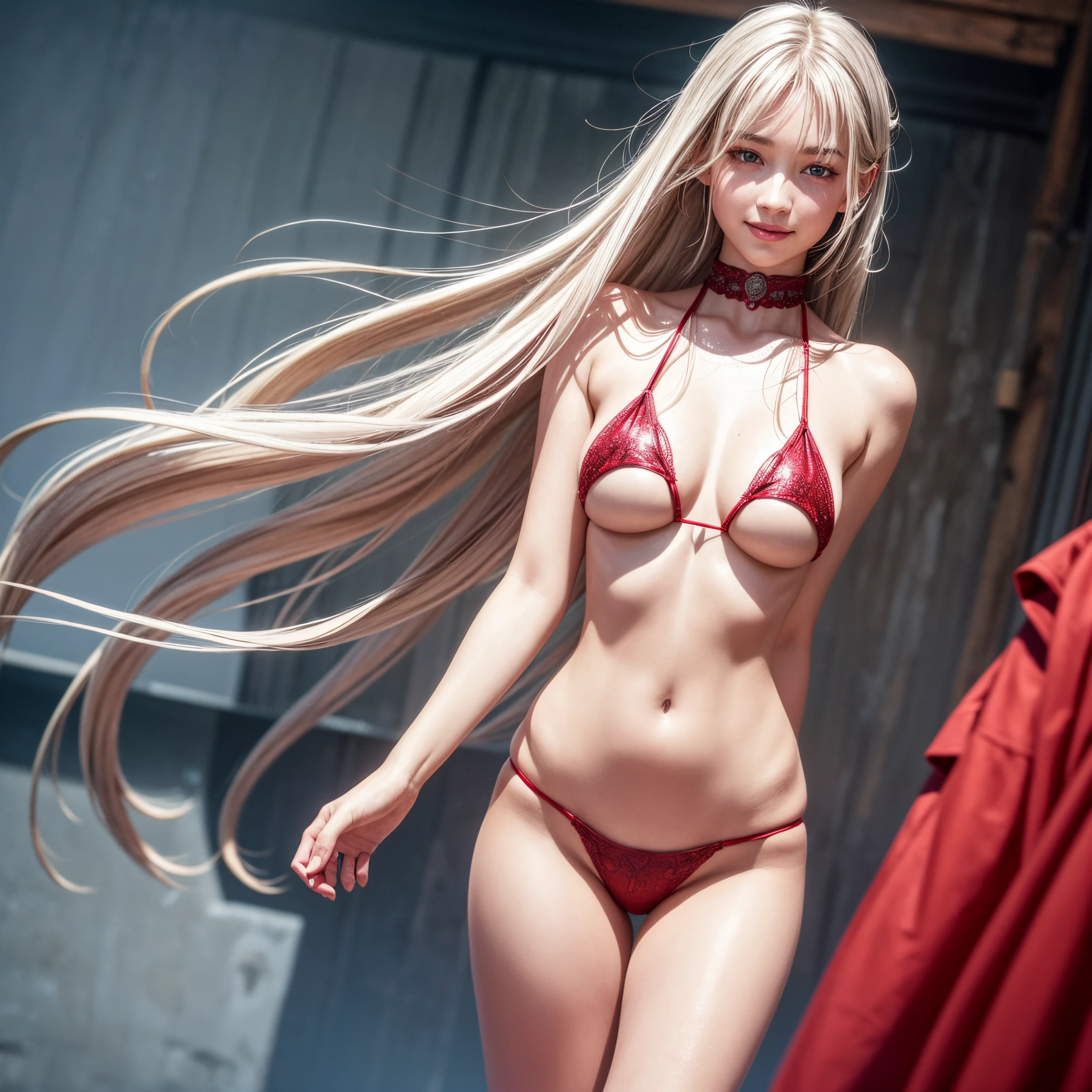 (best quality,highres,masterpiece:1.25), { ultra-detailed | realistic | photorealistic | RAW | Physically-based rendering },((photo-realistic:1.45)), { Zoom Layer | White and vivid colors | Random hair color | Short Bob | hair flowing in the wind | Strong wind | Face focus | Ass focus | Detailed open crotch }, { beautiful detailed eyes | beautiful detailed lips | long eyelashes | rosy cheeks | natural-looking eyebrows | sparkling eyes with intricate details | subtle blush on the face | warm and inviting smile | detailed eyelashes with volume and length | sparkling highlights in the eyes | delicate shadows on the face | expressive facial features | life-like expressions | captivating gaze | pure joy and happiness radiating from the eyes and face }, { Glistening ivory skin | impeccable skin texture }, { (Mystical sight) | subtle atmospheric haze | Curved horizon | Red Moon | Flowers | Red leather high collar }, back lighting, (A Tiny Japanese idol:1.2), { childish | slingshot swimsuit | sideboob:1.15 }, { Dynamic-angle:1.2 | from below | Wide-angle | Whole BODYSHOT }, (whole Body proportions and all limbs are expressed in anatomical precision),